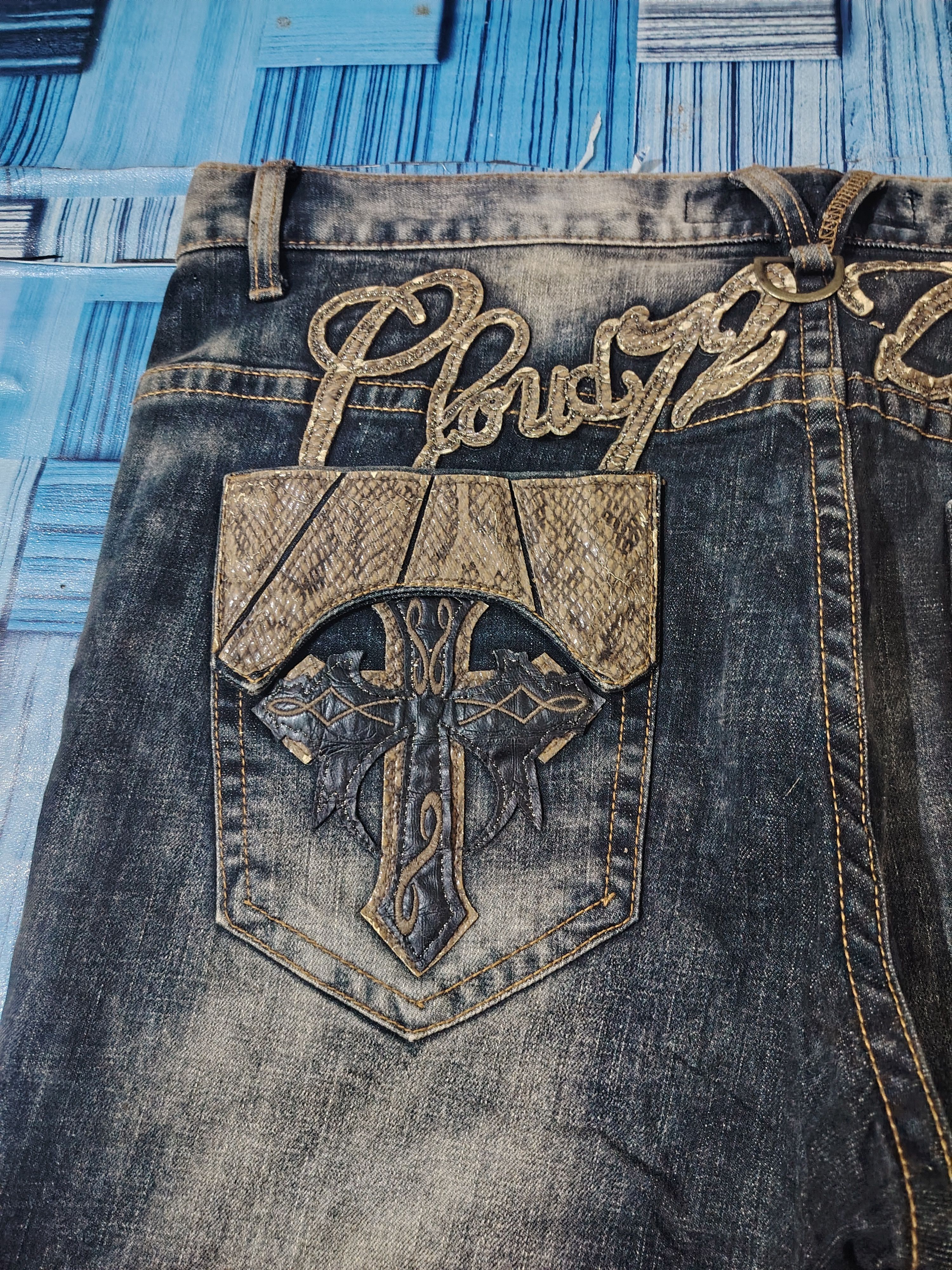 Rock Revival Japanese Cloud72 Denim Distressed Flared Jeans Cross Pocket Size US 40 / EU 56 - 17 Thumbnail