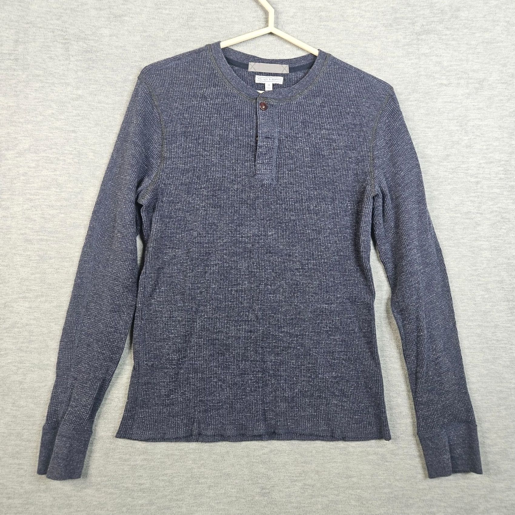 Wallace & Barnes Wallace & Barnes Men’s Thermal Henley Waffle Knit Top M Blue Regular Logo Solid All Seasons Casual Shirt Men XS-XL Size US M / EU 48-50 / 2 - 2 Thumbnail
