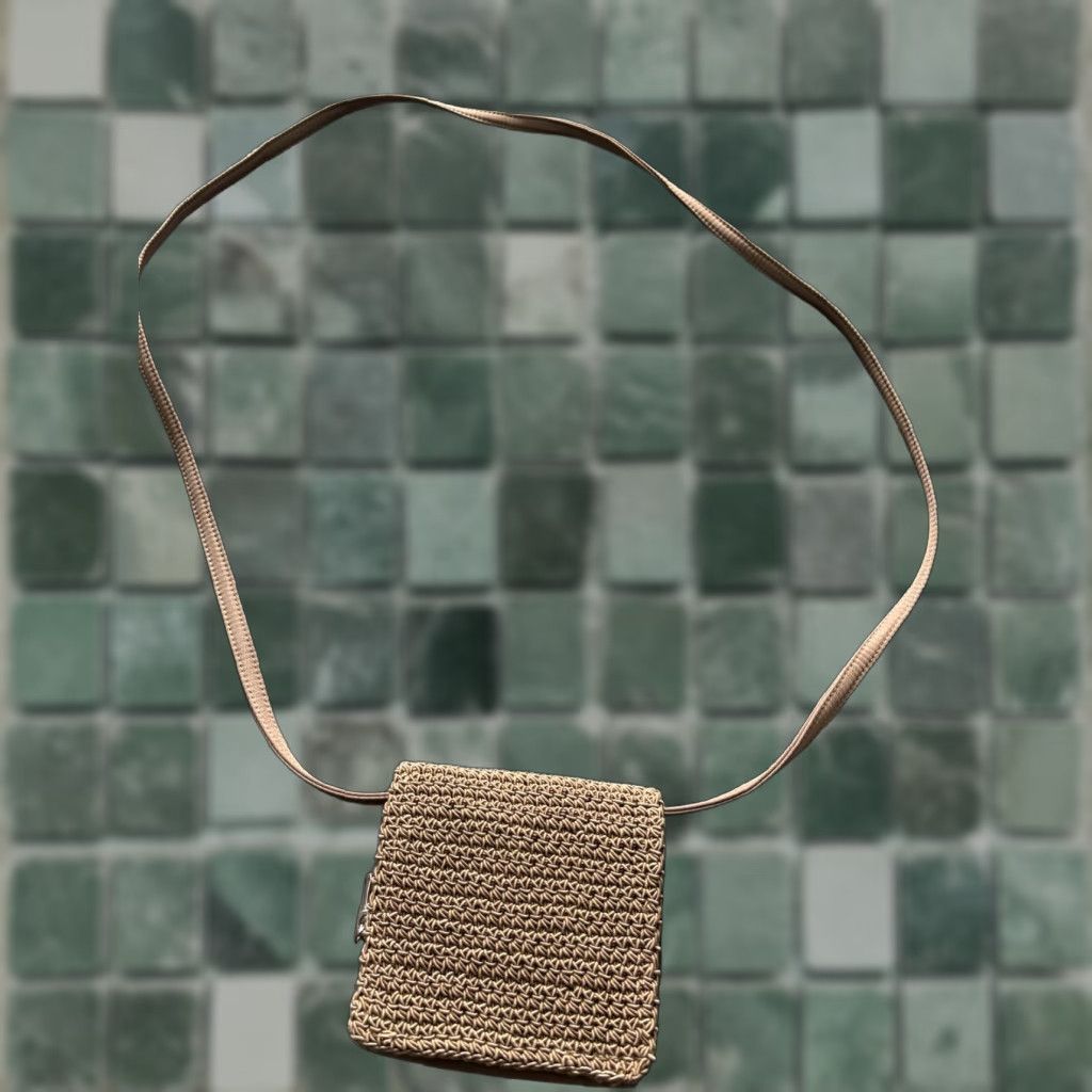 Vintage VINTAGE Victory Wallet Womens Tan Brown With Shoulder Strap Woven Fabric Coin Pouch Card Cash Holders Wallet Size ONE SIZE - 1 Thumbnail