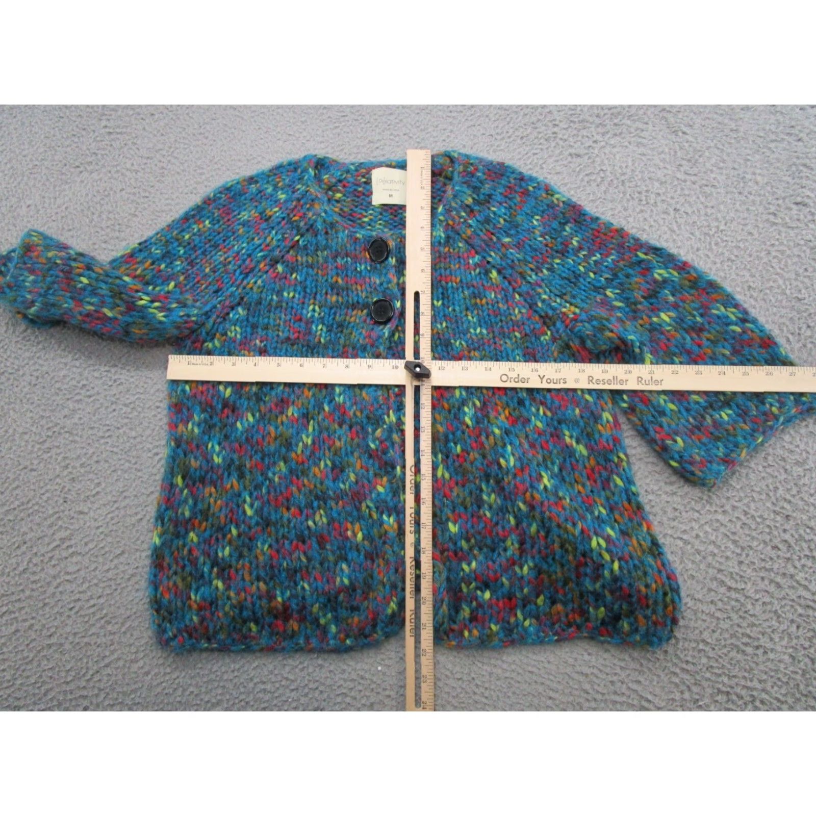 Rainbow Relativity Cardigan Sweater Women M Multicolor Wool 2 Button Rainbow Colorful | Button Accents Women's Wool Cardigan Rainbow Colorful M Size M / US 6-8 / IT 42-44 - 5 Thumbnail