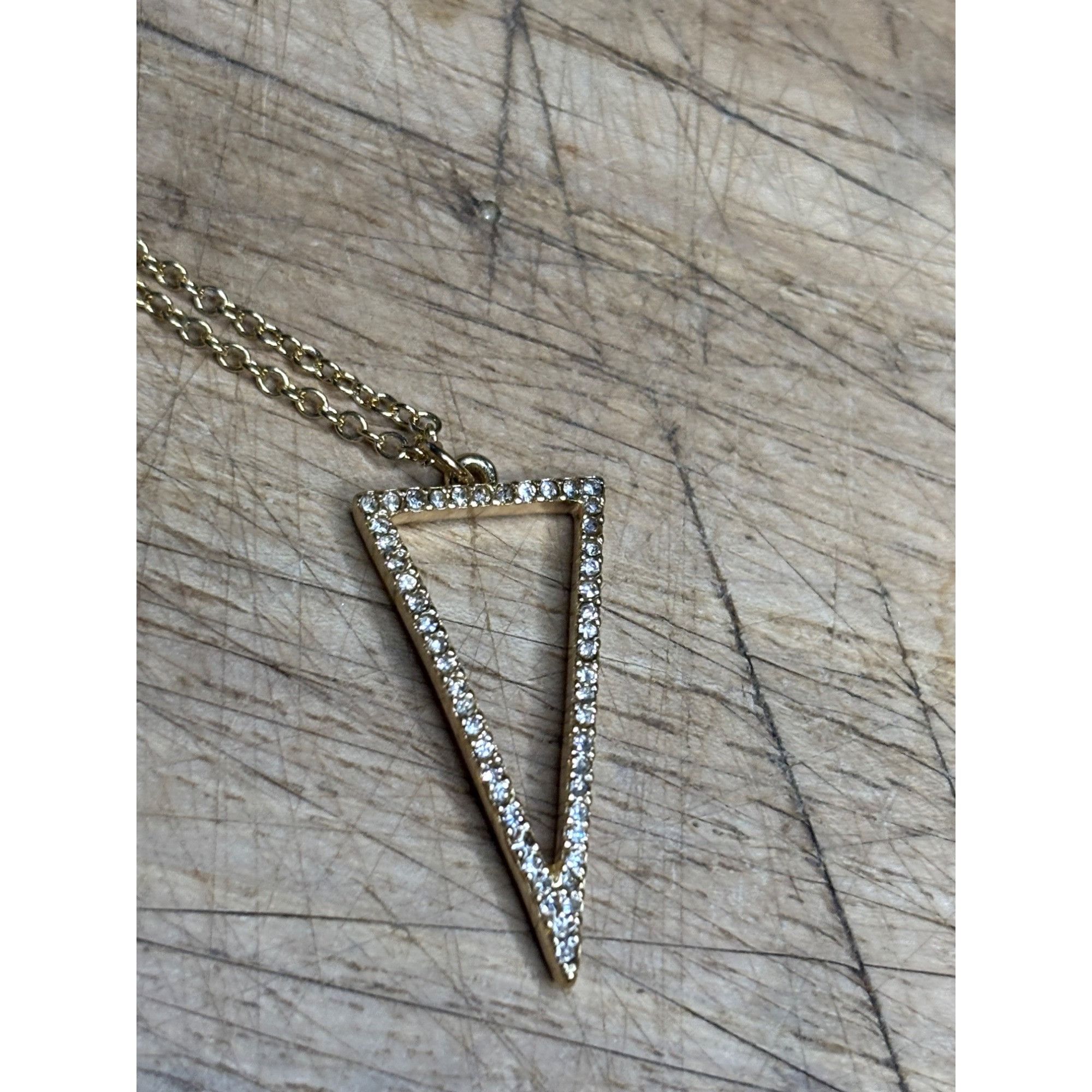 Other Gold Chain Necklace With Rhinestone Triangle Pendant Size ONE SIZE - 4 Thumbnail