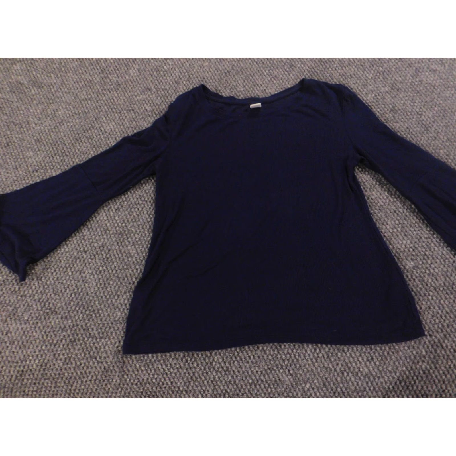 Old Navy Old Navy Womens Blouse PXS Petite Blue Round Neck Pullover Stretch Cotton Casual Regular Button Long Sleeve Vintage: No Size XS / US 0-2 / IT 36-38 - 3 Thumbnail