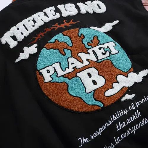 Other There's No Planet B Graphic Patchwork Varsity Jacket Size US M / EU 48-50 / 2 - 2 Thumbnail