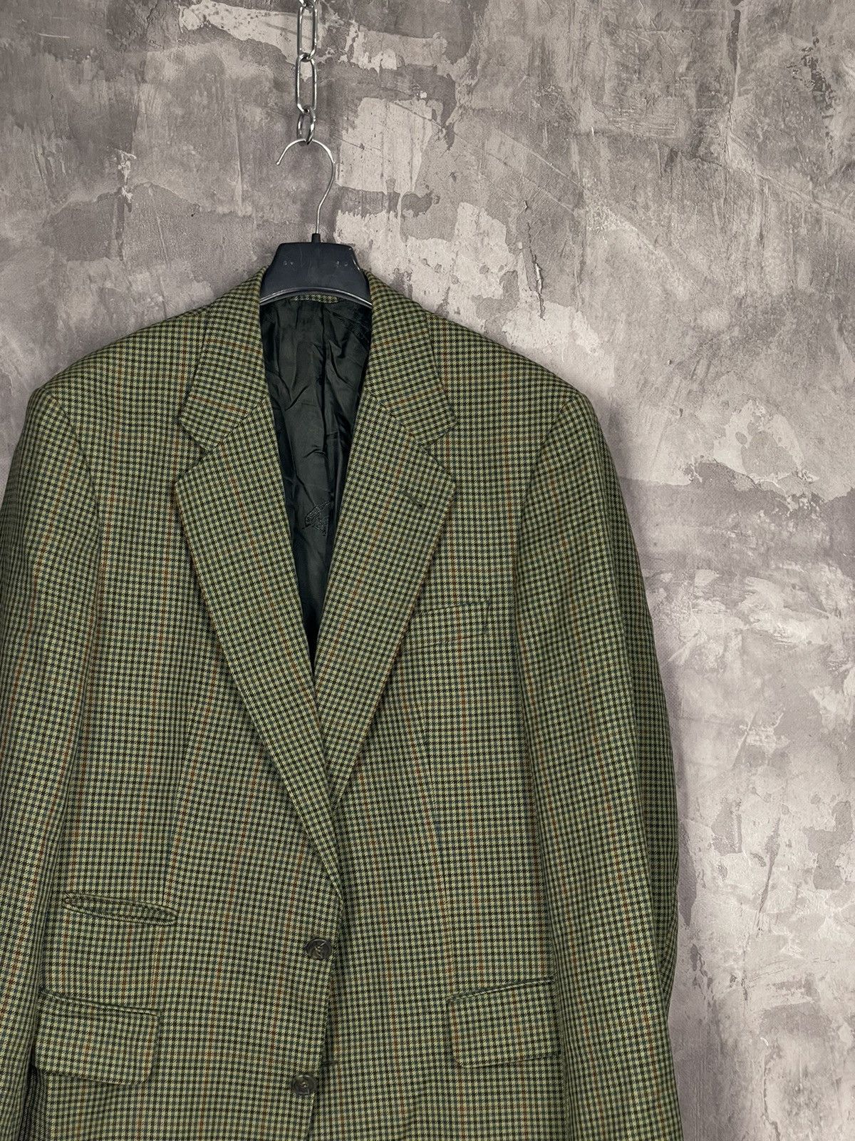 Burberry × Vintage Vintage Burberry Blue Check Wool Blazer Jacket Size 50R - 4 Thumbnail