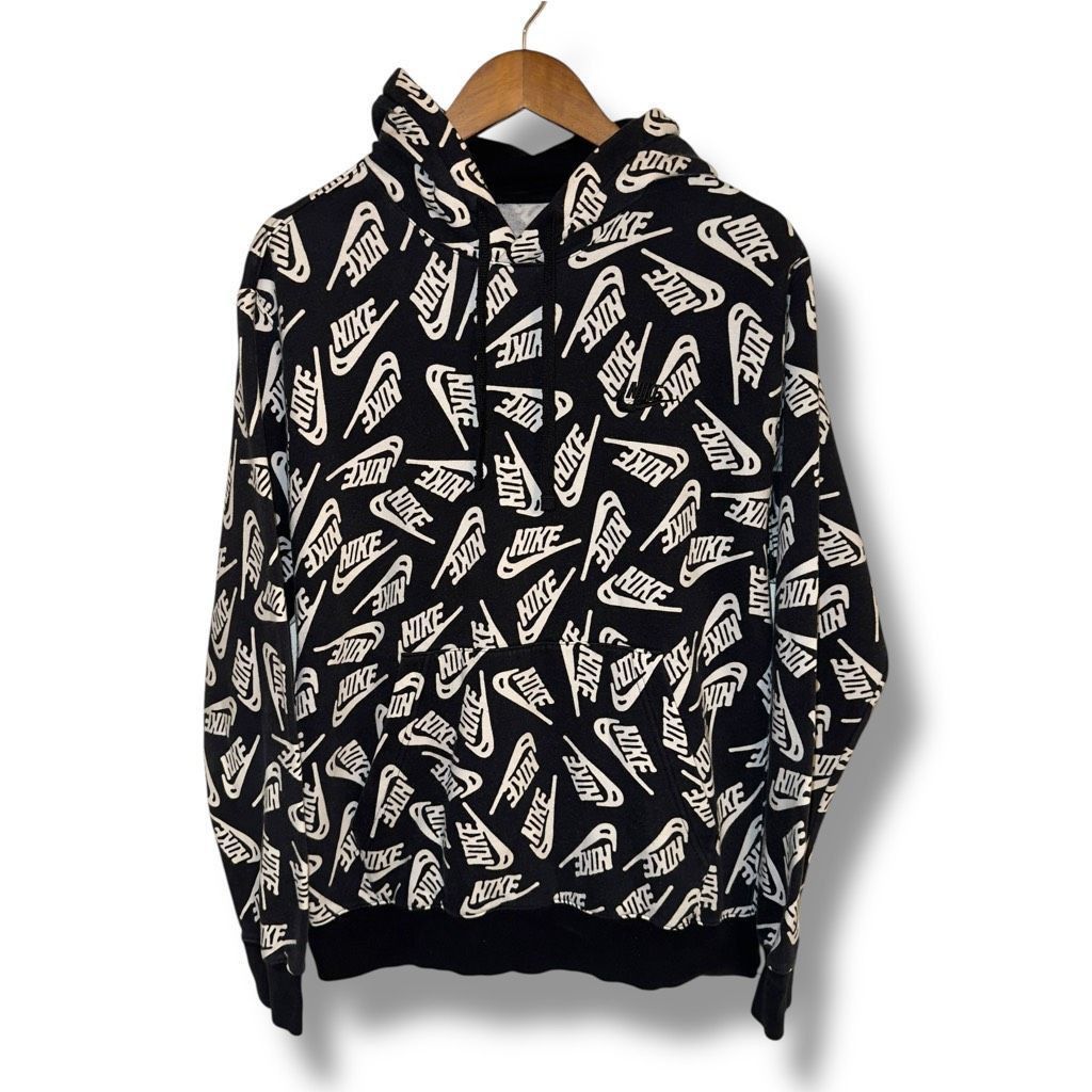 Nike Nike Black Bones Embroidered Cotton All-Over Print Pullover Hoodie Sz M Size US M / EU 48-50 / 2 - 1 Thumbnail