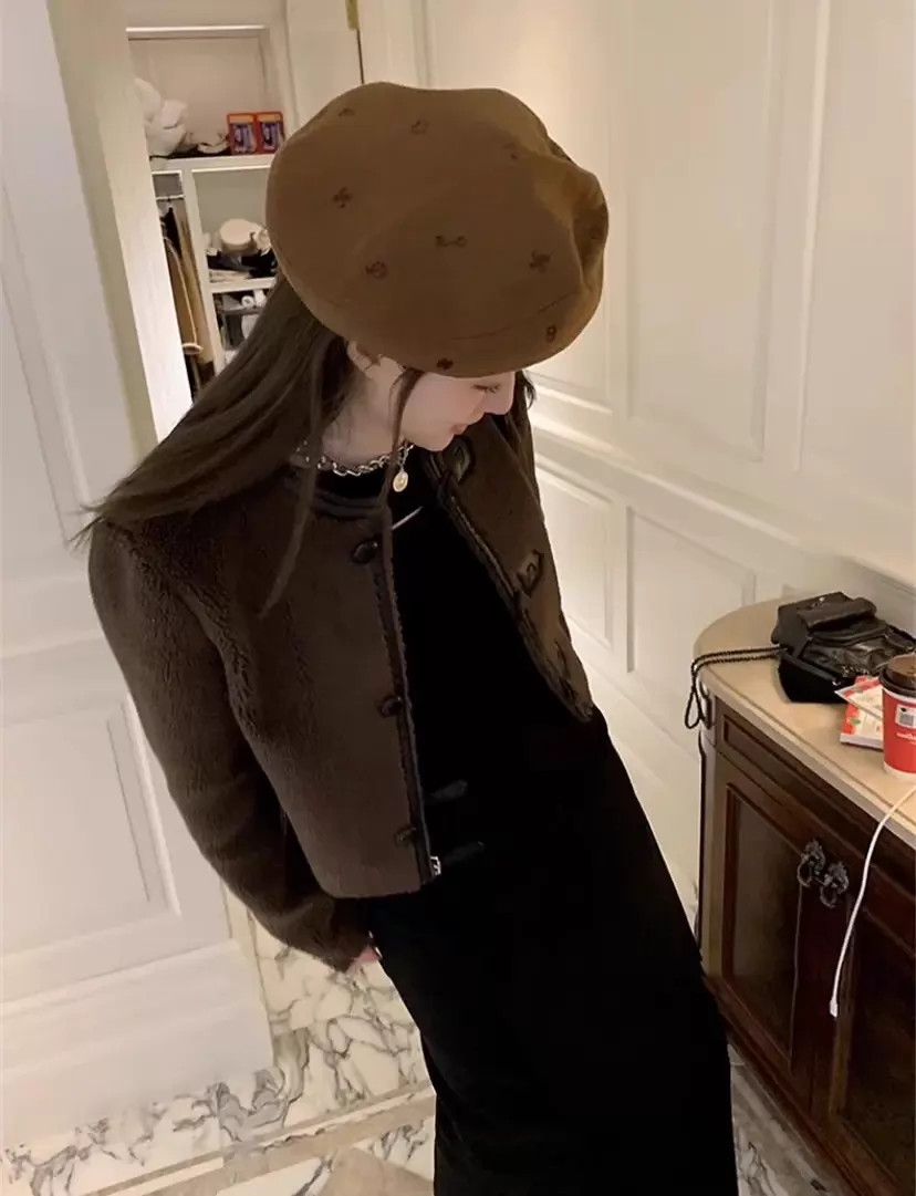 Hermes Embroidered Cashmere Beret Women's NWT 56