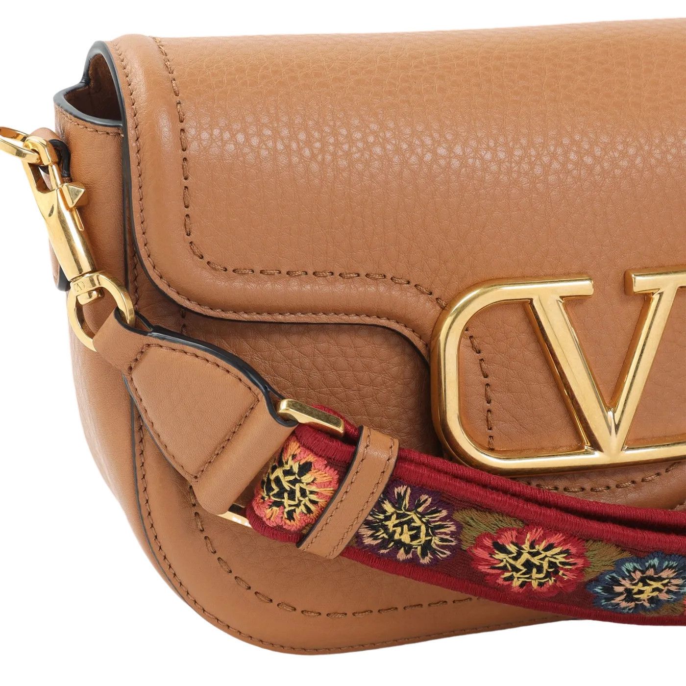 VALENTINO GARAVANI Alltime Almond Beige Leather Shoulder Bag