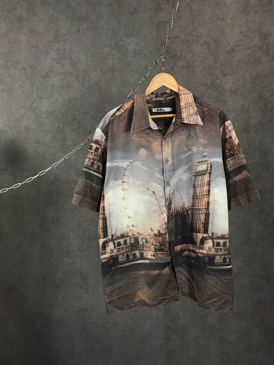 Vintage London Big Ben art crazy Hawaiian overprinted shirt Size US XL / EU 56 / 4 - 1 Thumbnail
