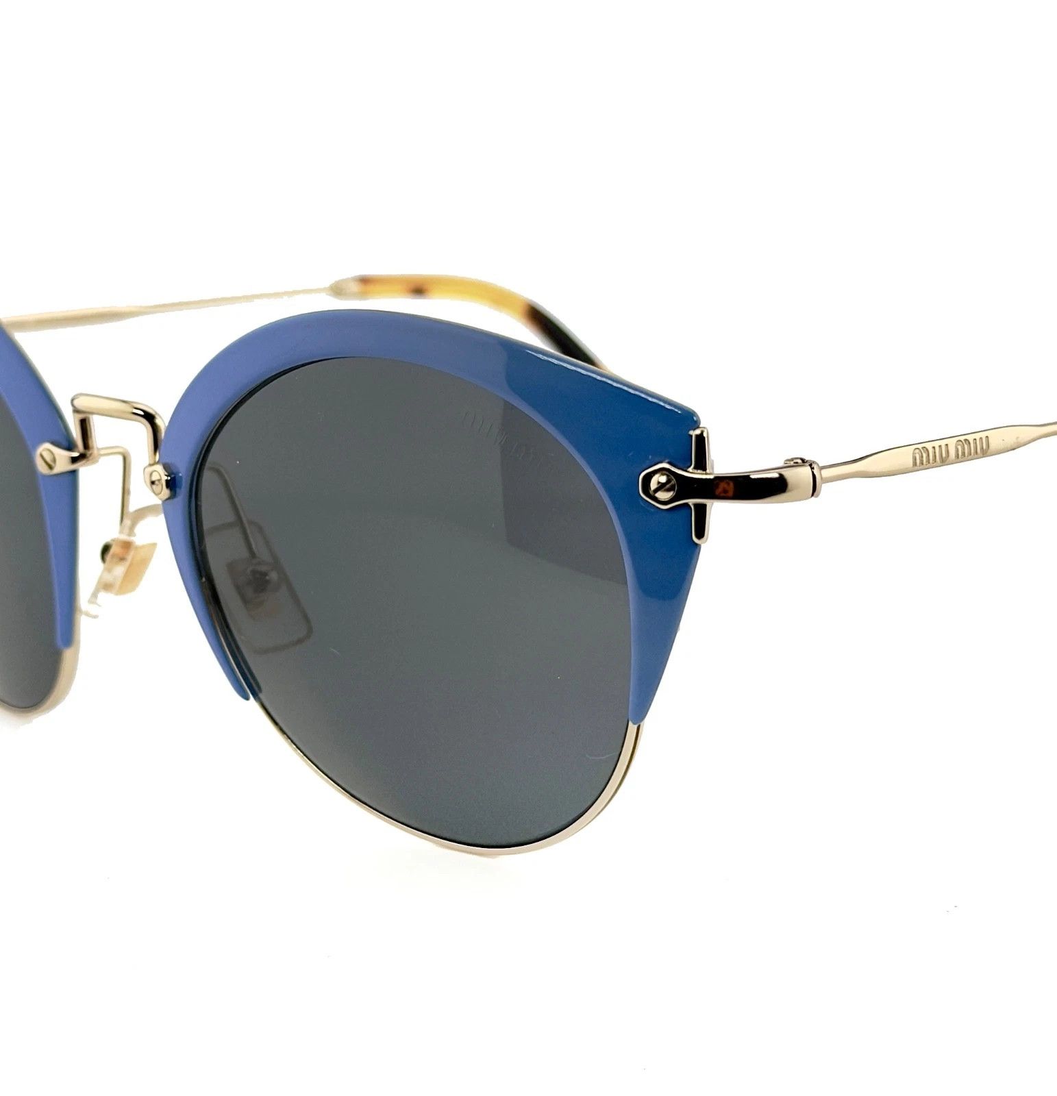 Miu Miu MIU MIU MU53RS 53R Round Blue Metal Oval Sunglasses 53RS Size ONE SIZE - 9 Thumbnail