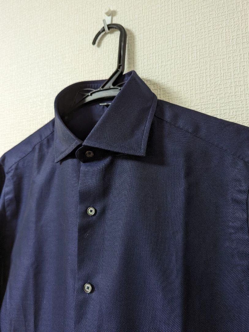 Stile Latino Stile Latino Navy Grid Long-Sleeve Shirt 38 Only Tried On Size US S / EU 44-46 / 1 - 5 Thumbnail