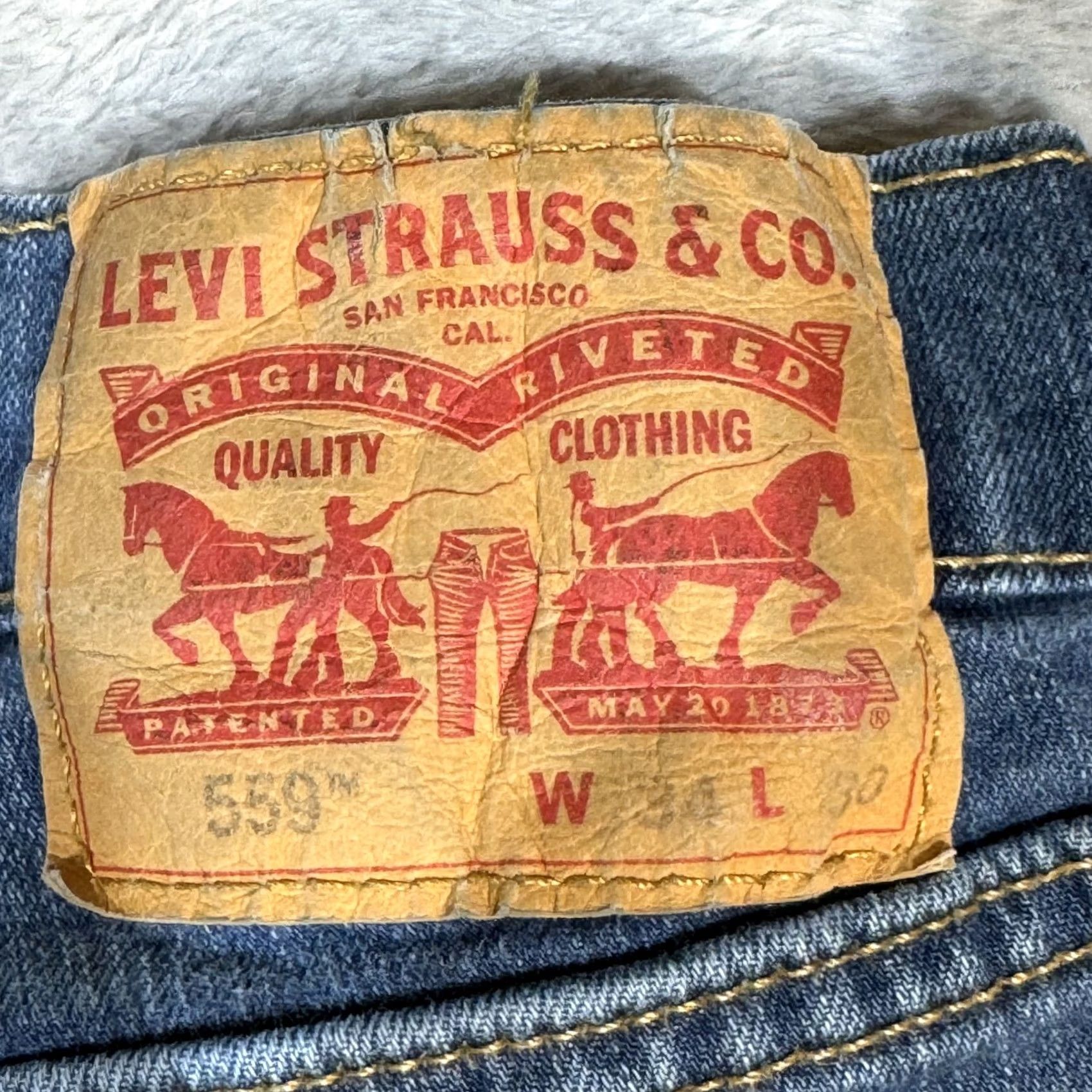 Levi's Levi's 559 Relaxed Straight Jeans Mens 34x30 Blue Denim Stretch Mid Rise Zip Fly Jeans Size US 34 / EU 50 - 3 Thumbnail
