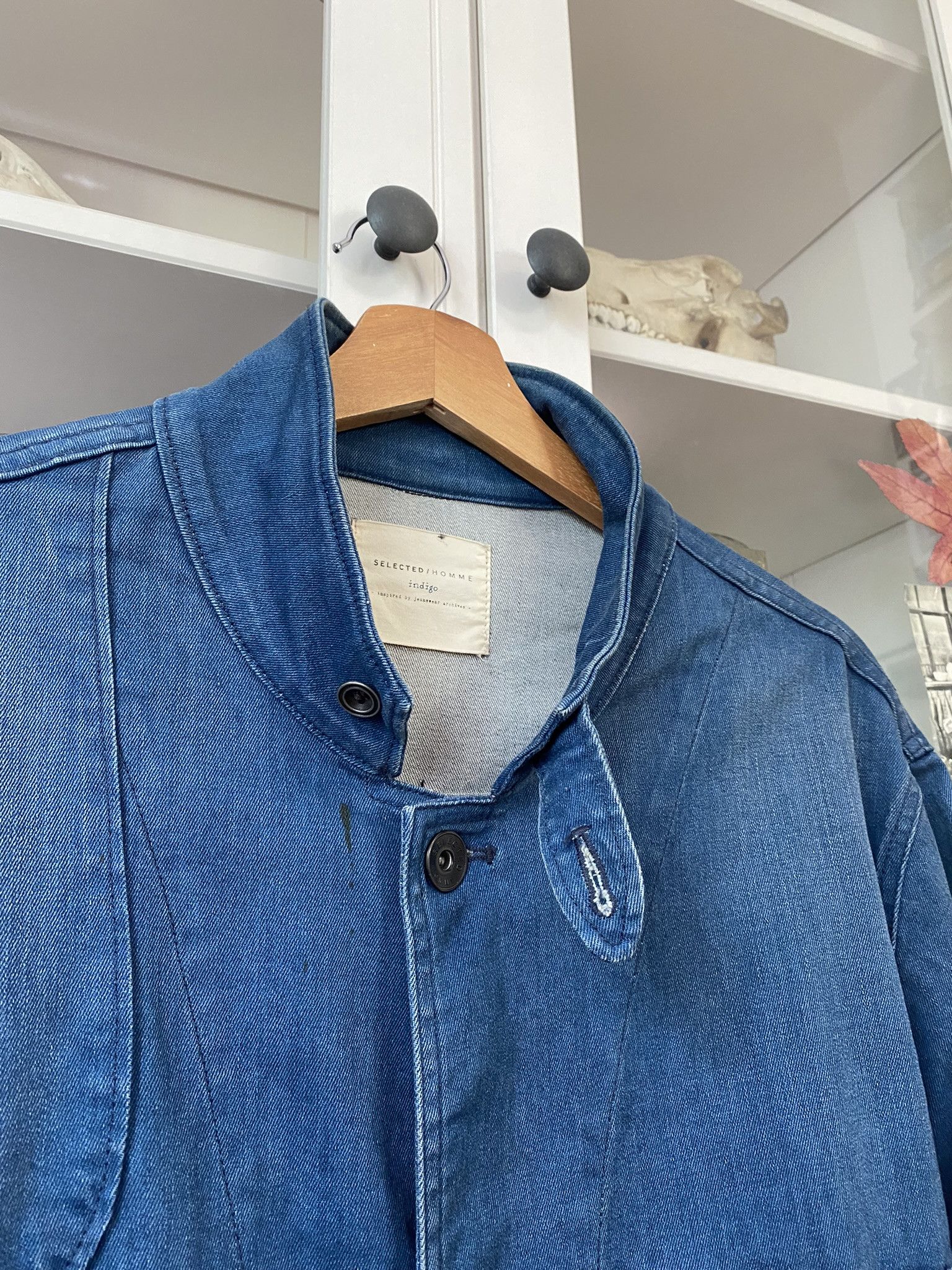 Selected Homme Vintage Washed Indigo Workwear Chore Coat Jacket Denim Size US XL / EU 56 / 4 - 14 Thumbnail