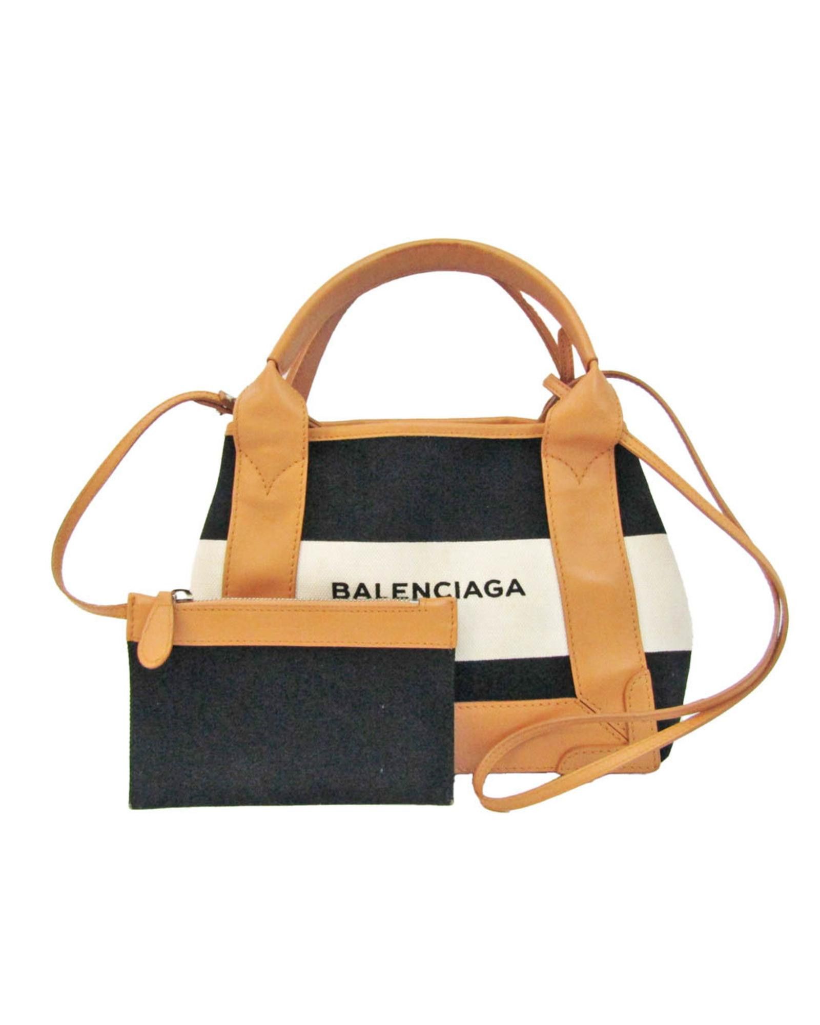 image of Balenciaga Canvas And Leather Shoulder Bag in Black, Women's