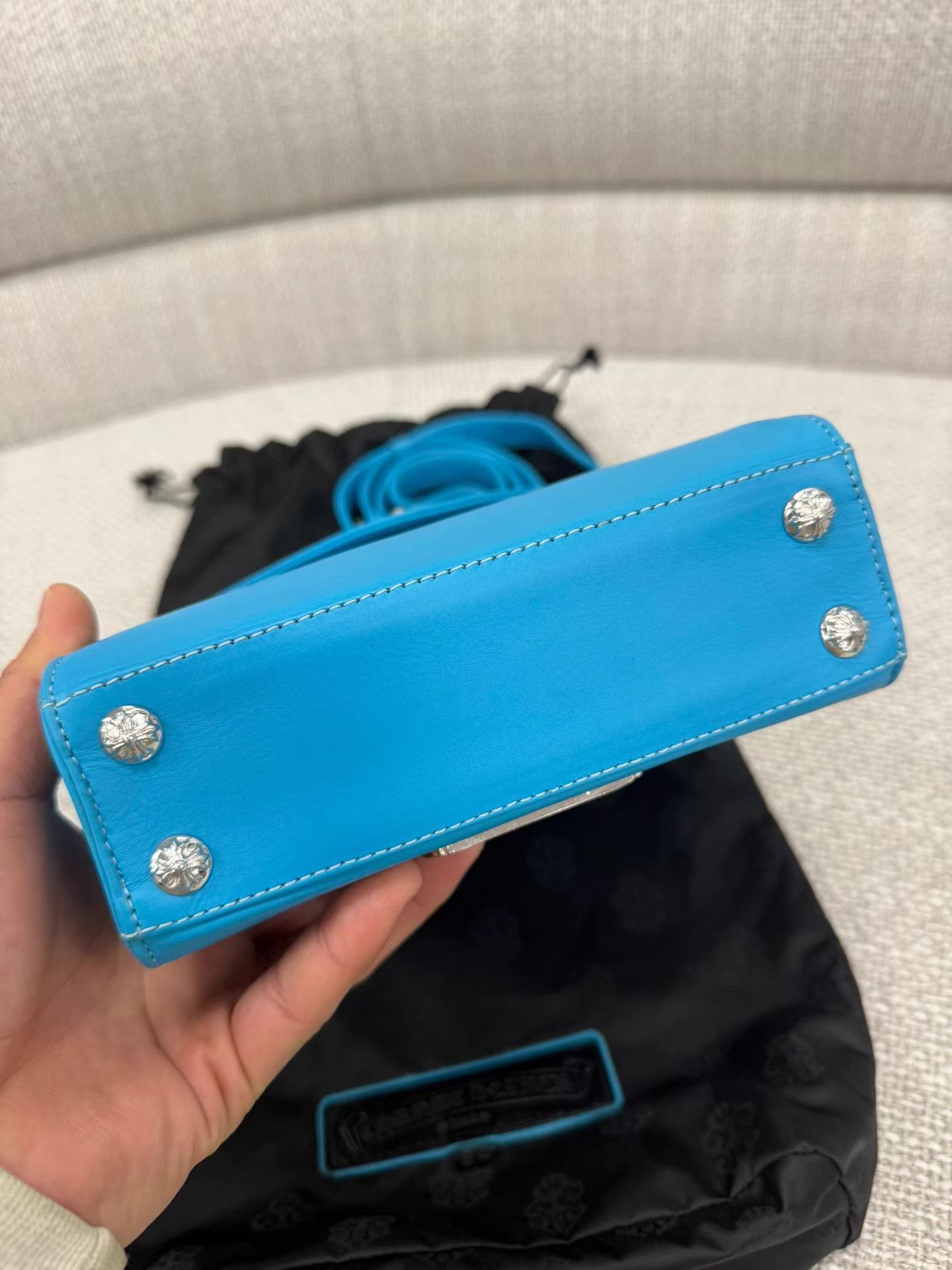 Chrome Hearts hrome Hearts Blue Calf Leather Box Shoulder Bag Size ONE SIZE - 9 Thumbnail