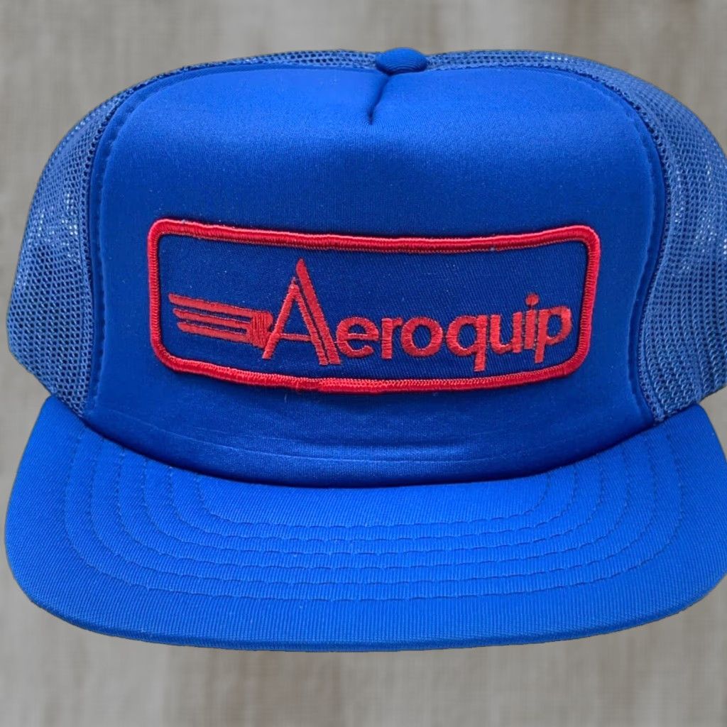 Vintage Vintage Athletic Headwear Trucker Hat Adult One Size Blue Red 90s Farm Mining Casual Workwear USA Logo Retro Filigree Size ONE SIZE - 1 Thumbnail