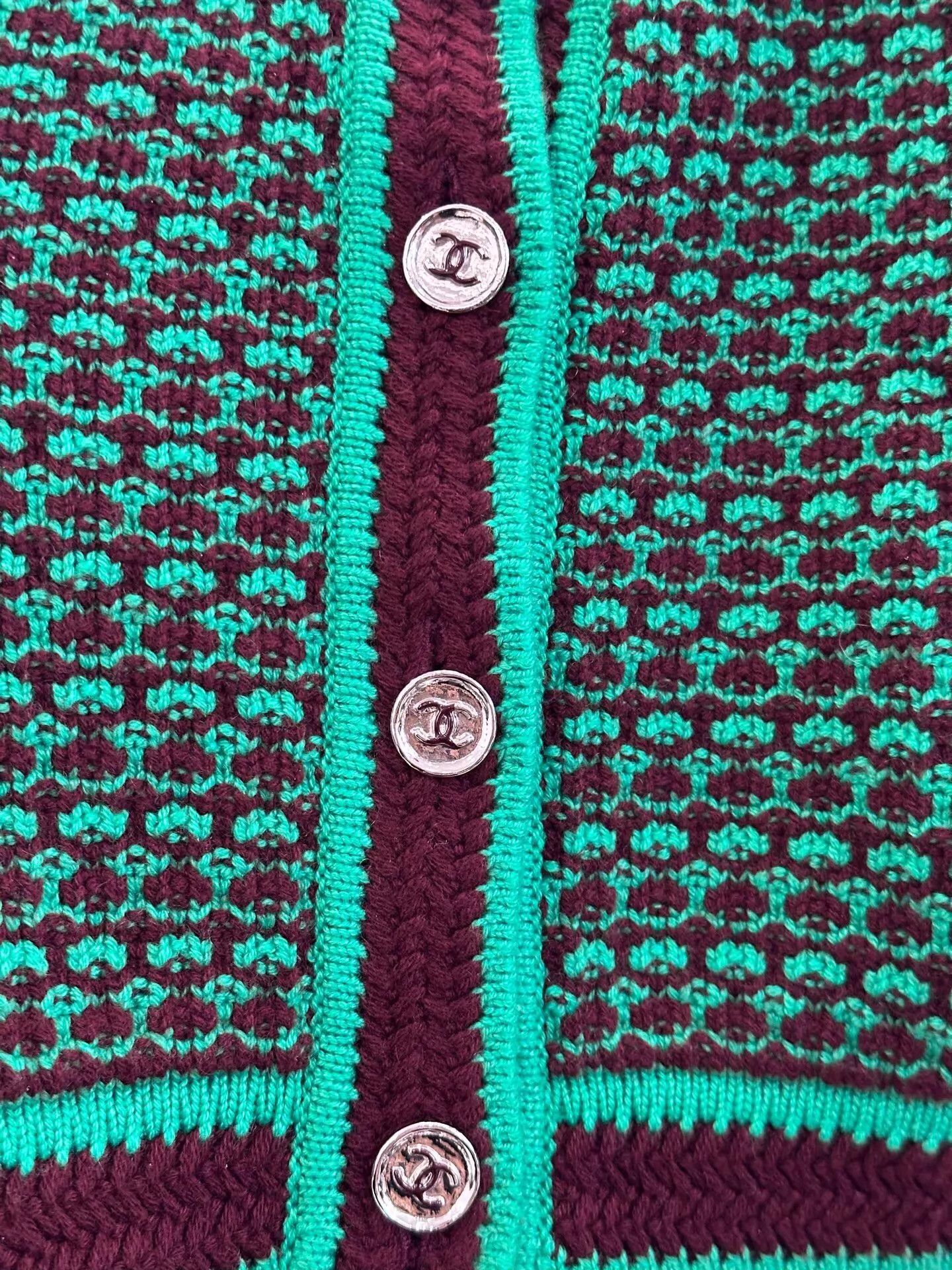 Chanel Chanel Liu Shishi tweed jacket green brown CC silver EU34 Size XS / US 0-2 / IT 36-38 - 5 Thumbnail