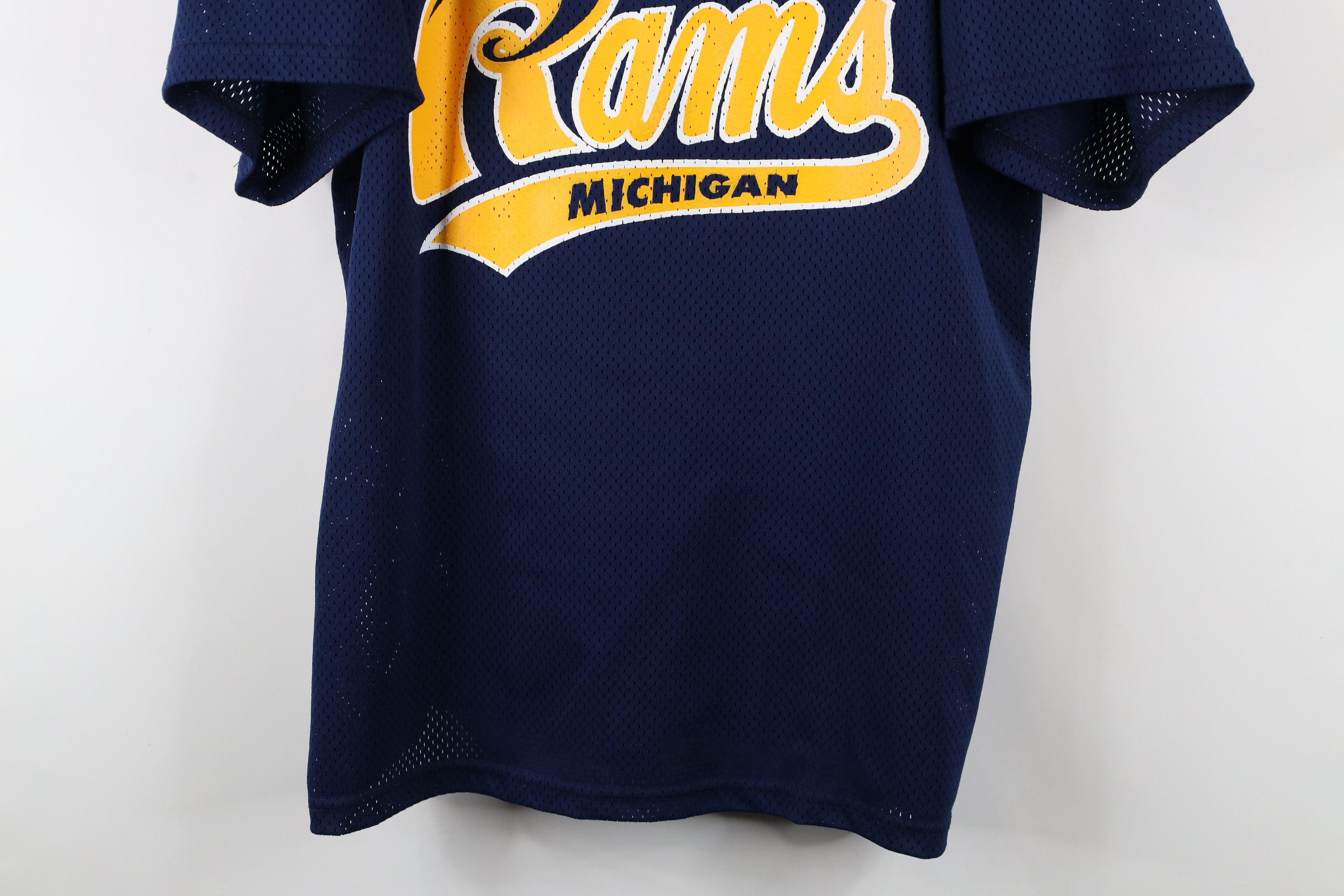 Vintage Vintage 90s Michigan Rams Mesh Henley Baseball Jersey Blue Size US XXL / EU 58 / 5 - 3 Thumbnail
