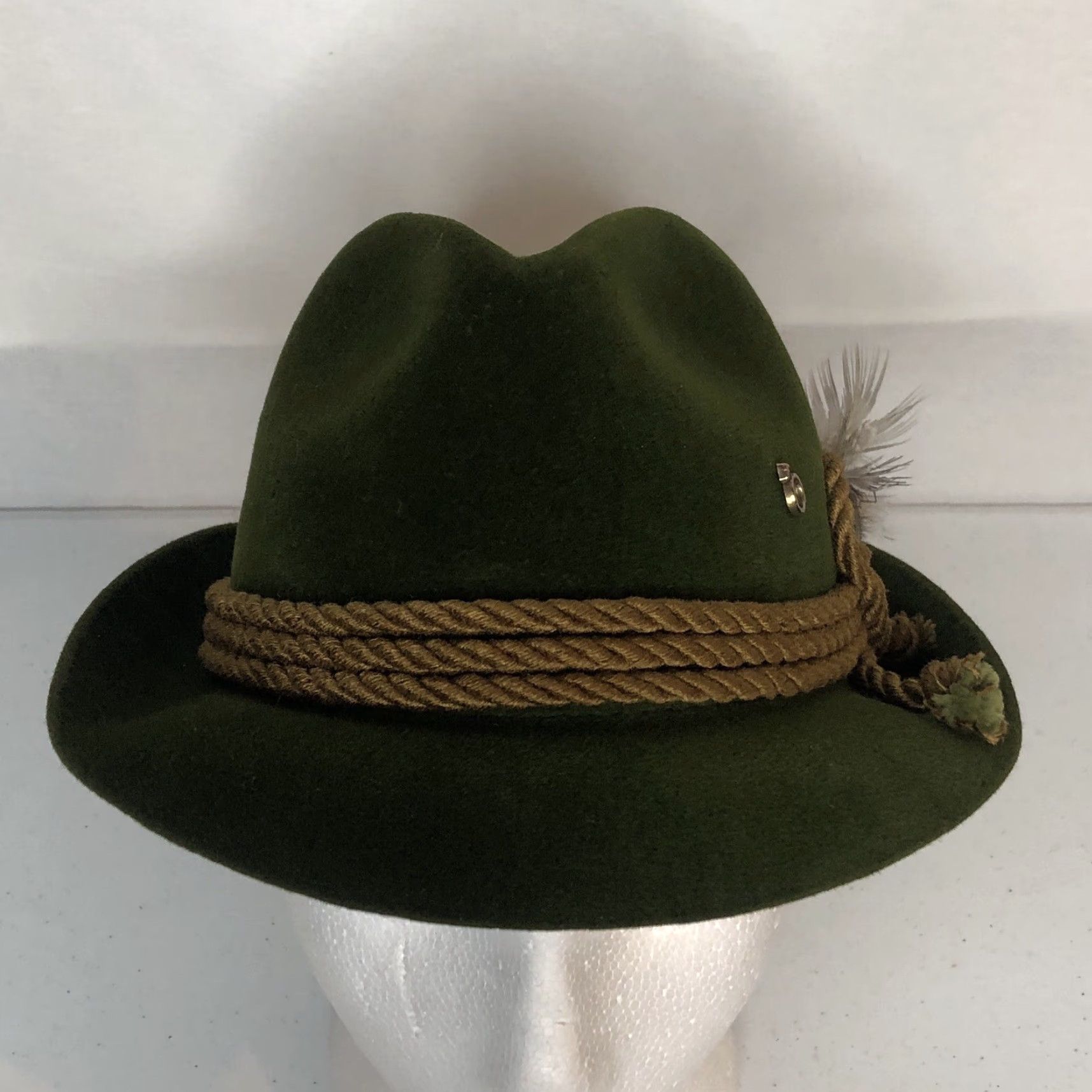 FELT VINTAGE Resistol Manhattan Fedora Hat Men 6 7/8 Green Felt Casual German Style Size ONE SIZE - 4 Thumbnail