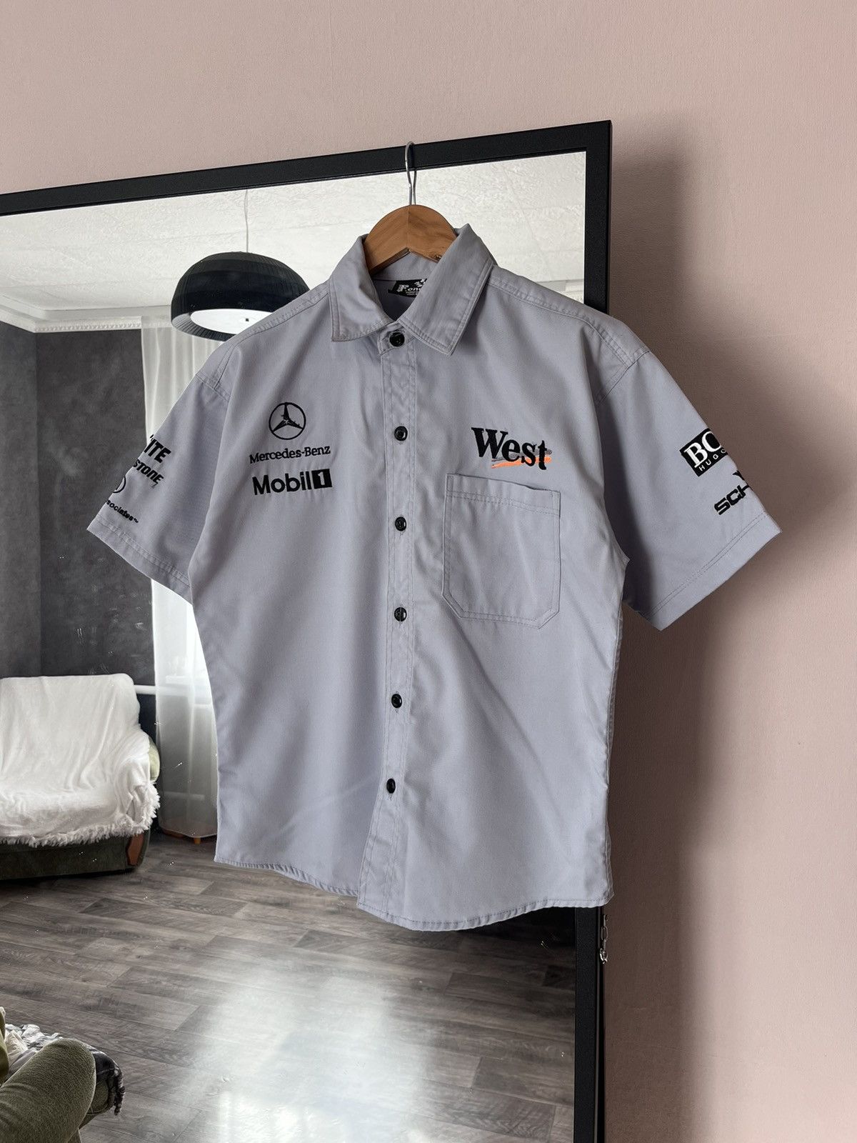 Mercedes Benz West Racing Grey shirt Y2K Red Bull