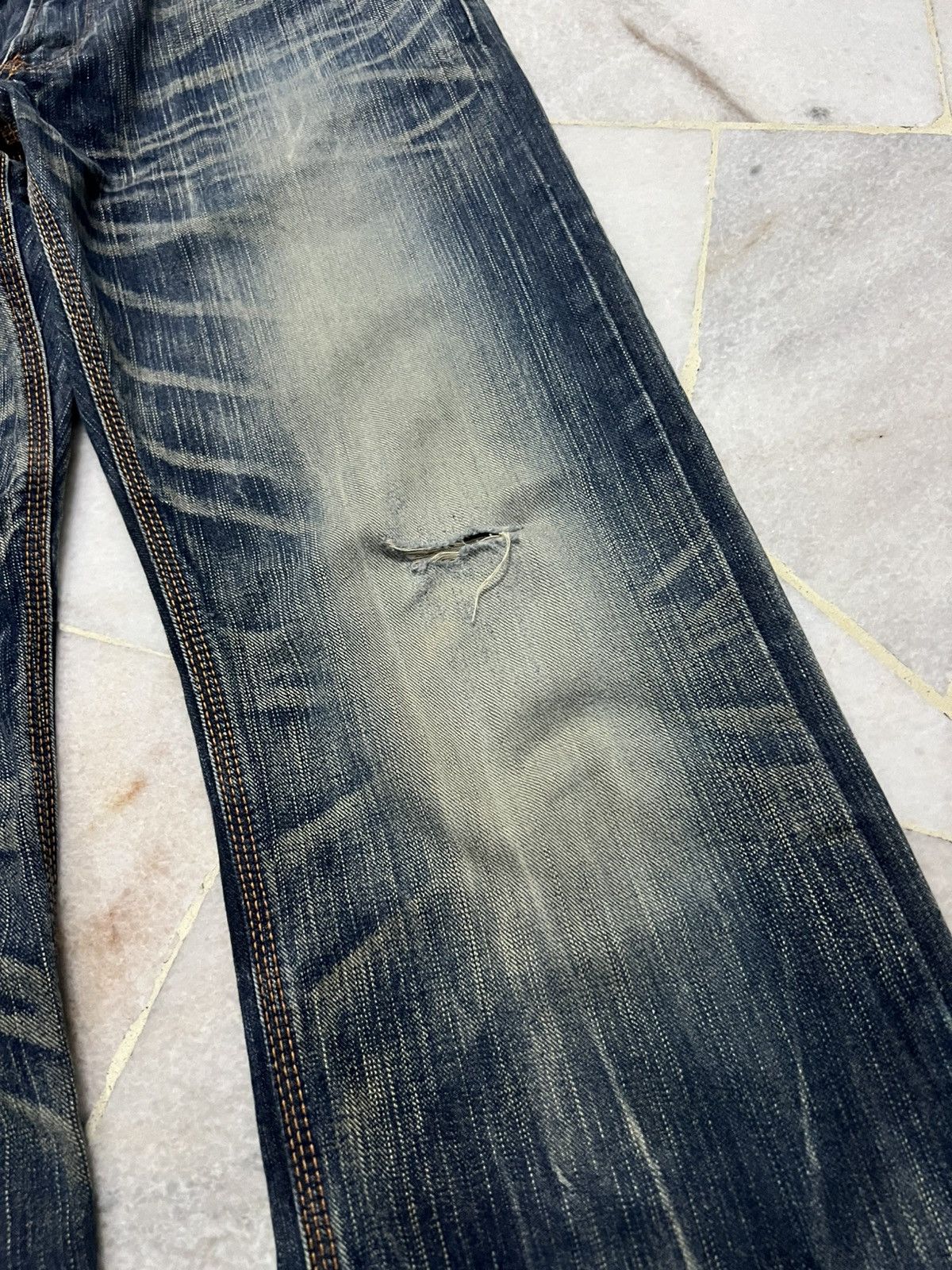 Edwin × If Six Was Nine × Japanese Brand 💥Flare💥 Edwin Exclusive Vintage XV Distress Mud Wash Jean Size US 34 / EU 50 - 6 Thumbnail