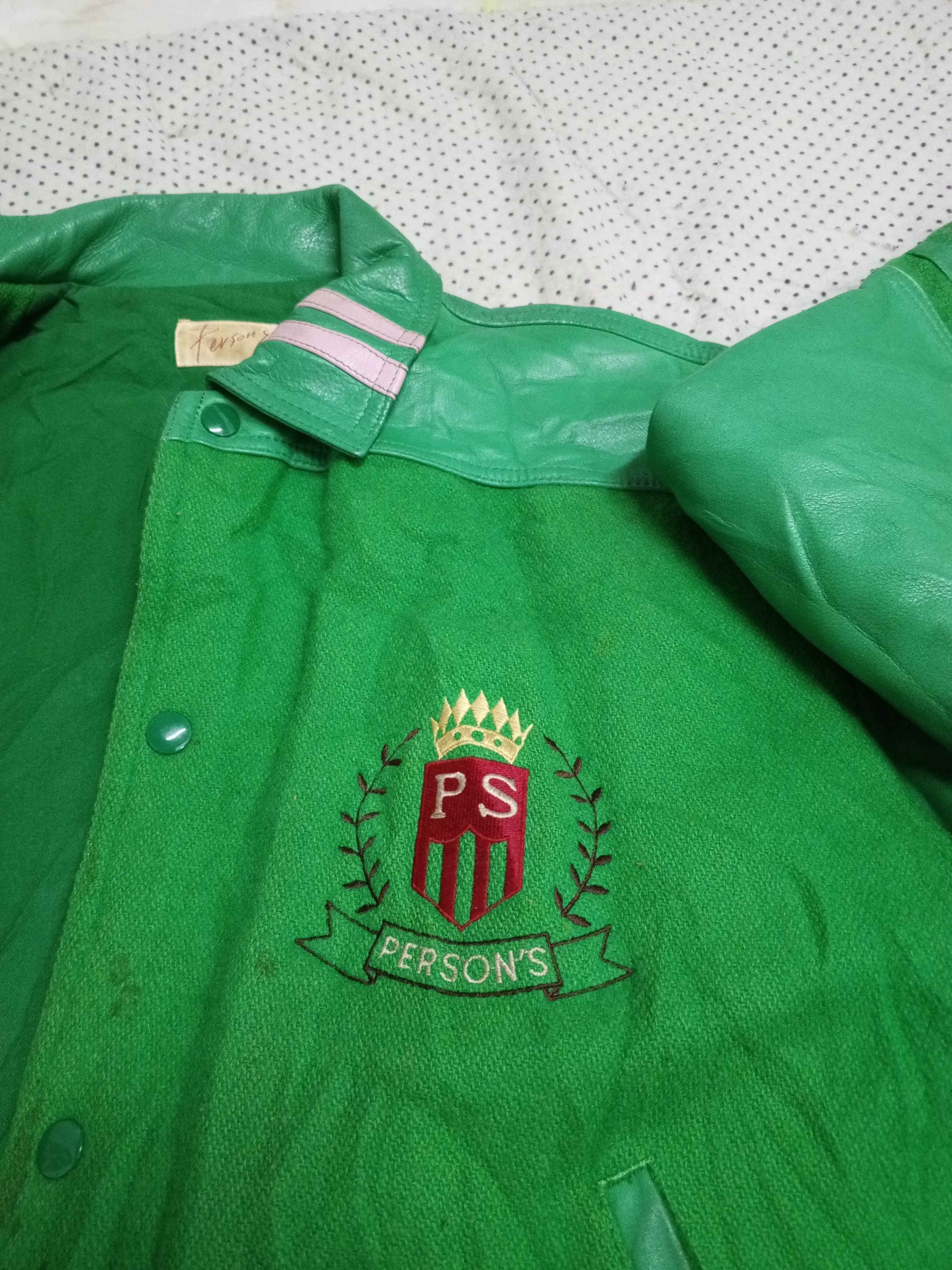 PERSON'S PERSONS Vintage Leather Sleeve Flag Spell Out Vrsity Jacket Size US XL / EU 56 / 4 - 7 Thumbnail