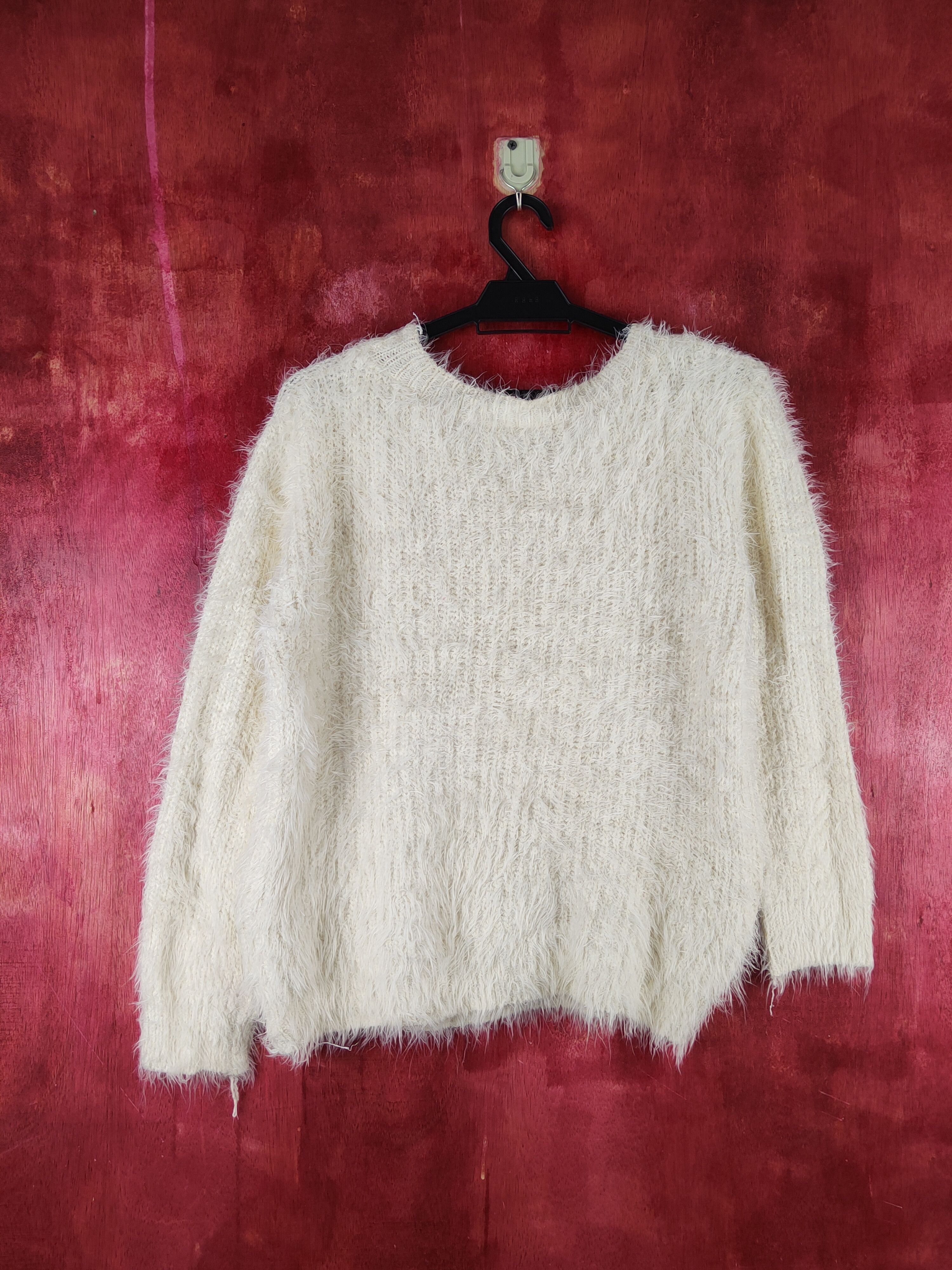 Homespun Knitwear Shake Shake Ivory Shag Shaggy Fur Mohair Knitwear #S1927 Size S / US 4 / IT 40 - 7 Thumbnail