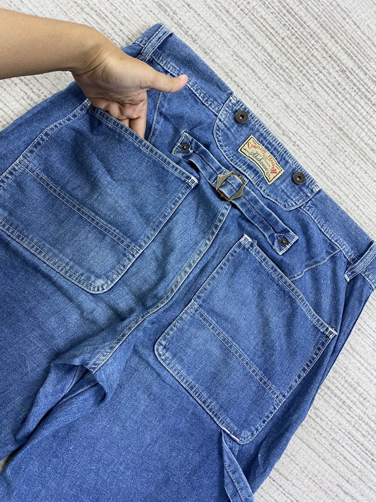 ABAHOUSE × Japanese Brand × Vintage Vintage Abahouse Carpenter Buckle Back Denim Pants Size US 34 / EU 50 - 11 Thumbnail