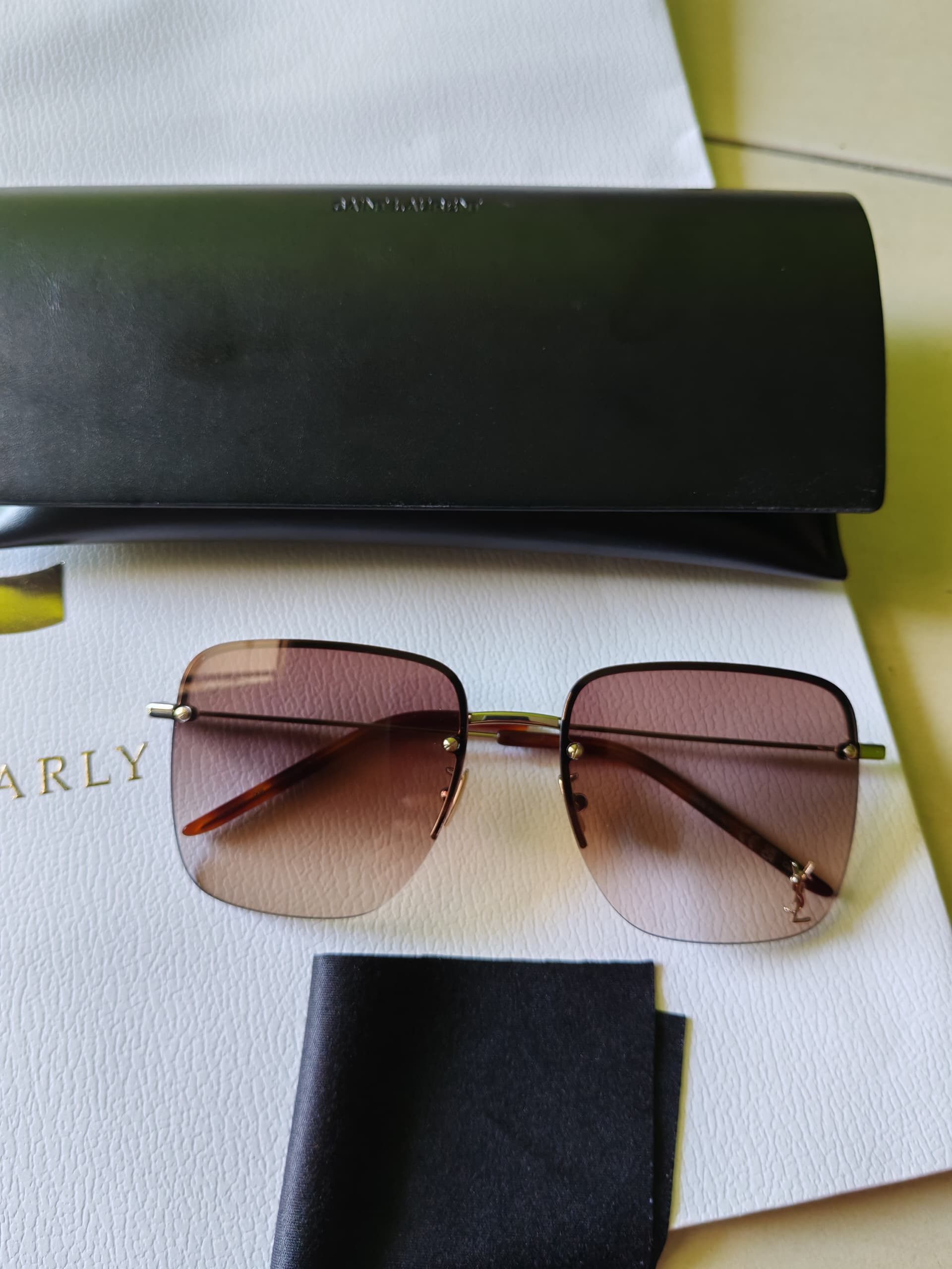 Saint Laurent Paris Saint Laurent Half-Rim Square Sunglasses Size ONE SIZE - 1 Preview