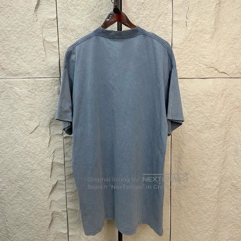 Balenciaga Balenciaga Misty Blue Paris Logo Short Sleeve, Size 2 Size US M / EU 48-50 / 2 - 2 Thumbnail