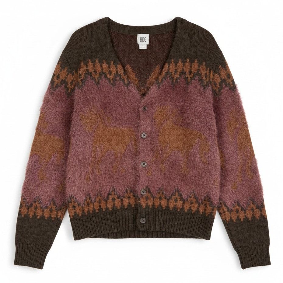 Bdg BDG Urban Outfitters Women Nordic Fuzzy Horse Cardigan Small Size S / US 4 / IT 40 - 1 Thumbnail