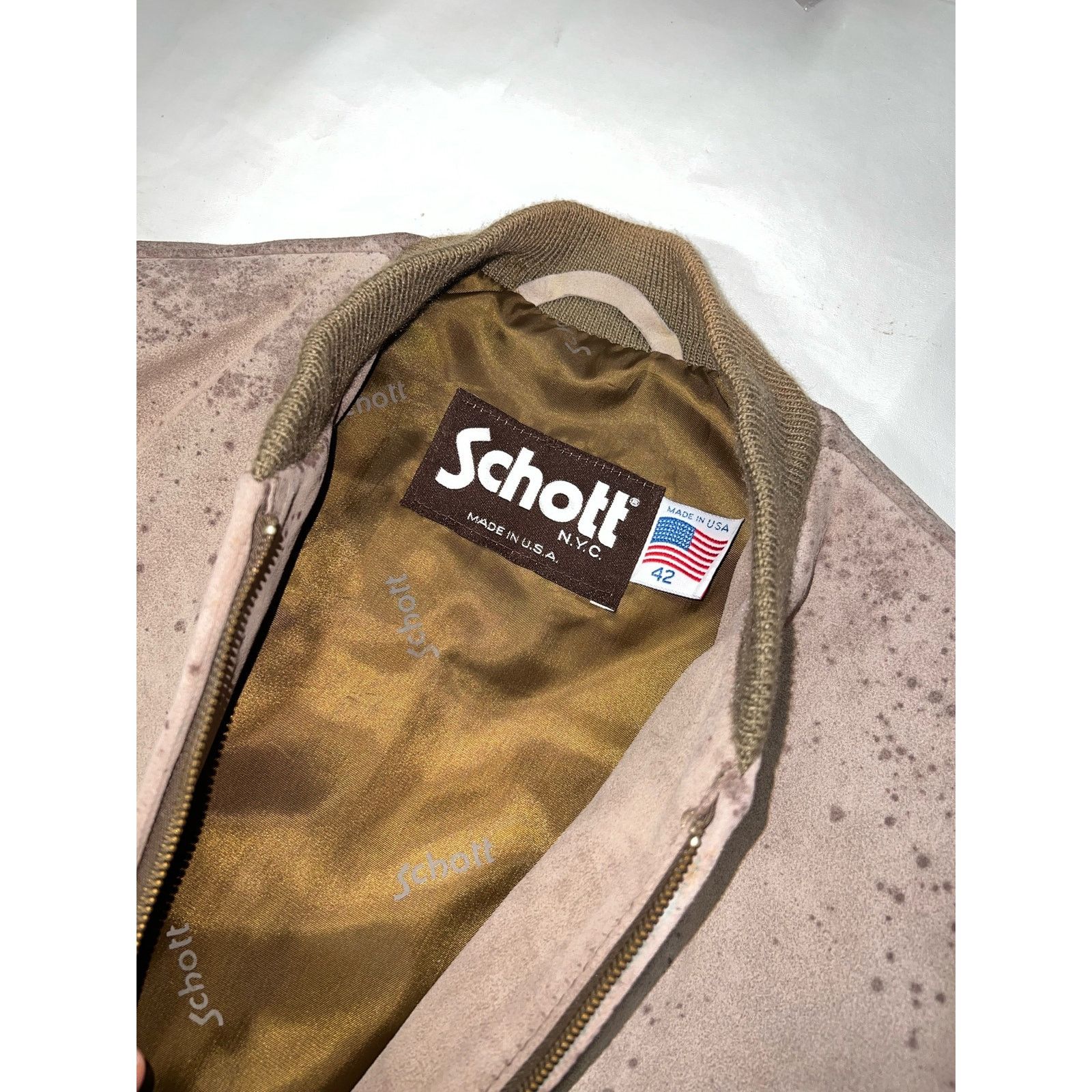 Schott Vintage Schott NYC 80’s Suede Leather Bomber Jacket Size US L / EU 52-54 / 3 - 3 Thumbnail