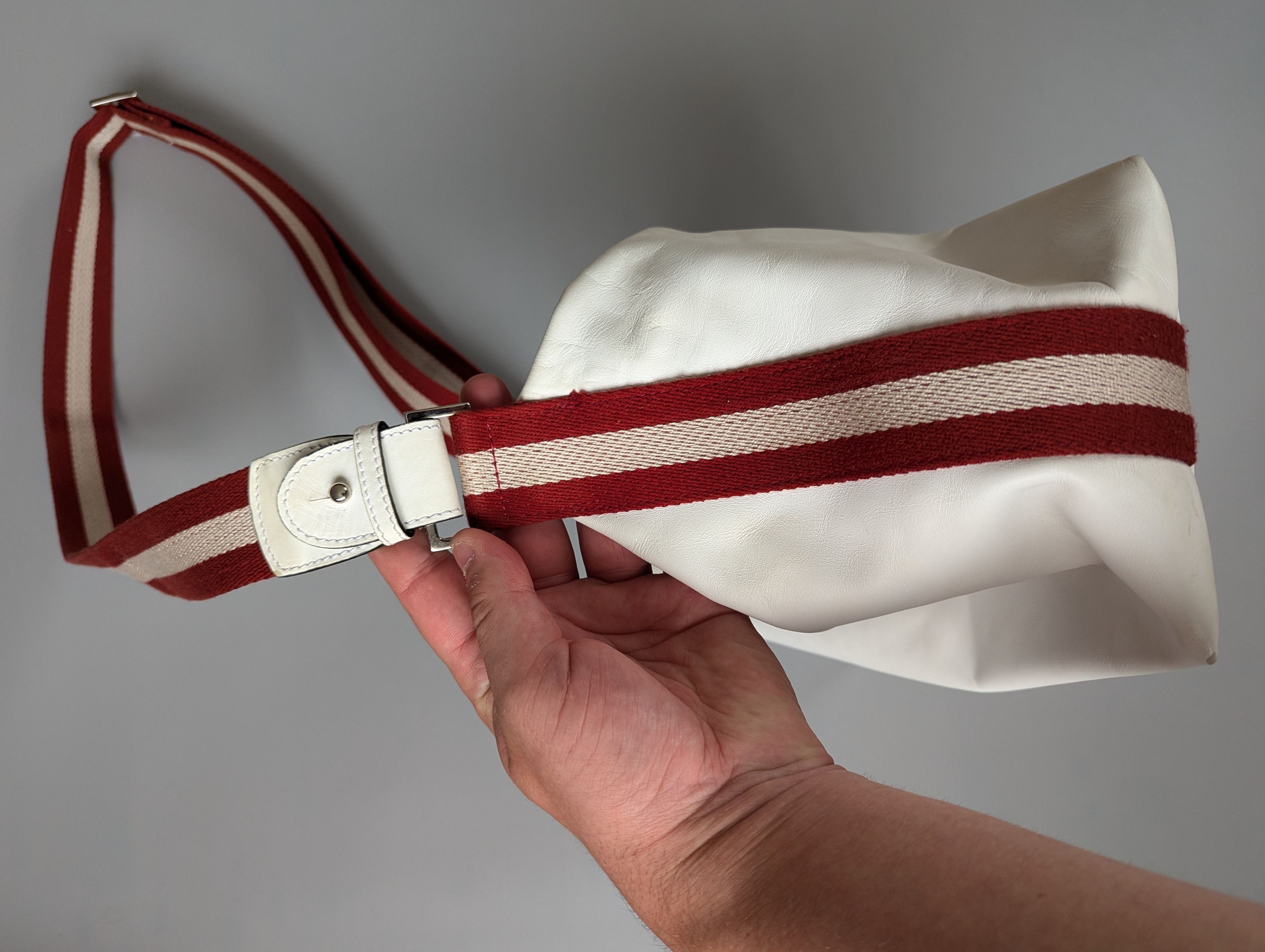 Bally × Vintage Bally White Leather Web Strap 2 Way Bag Shoulder Size ONE SIZE - 21 Thumbnail