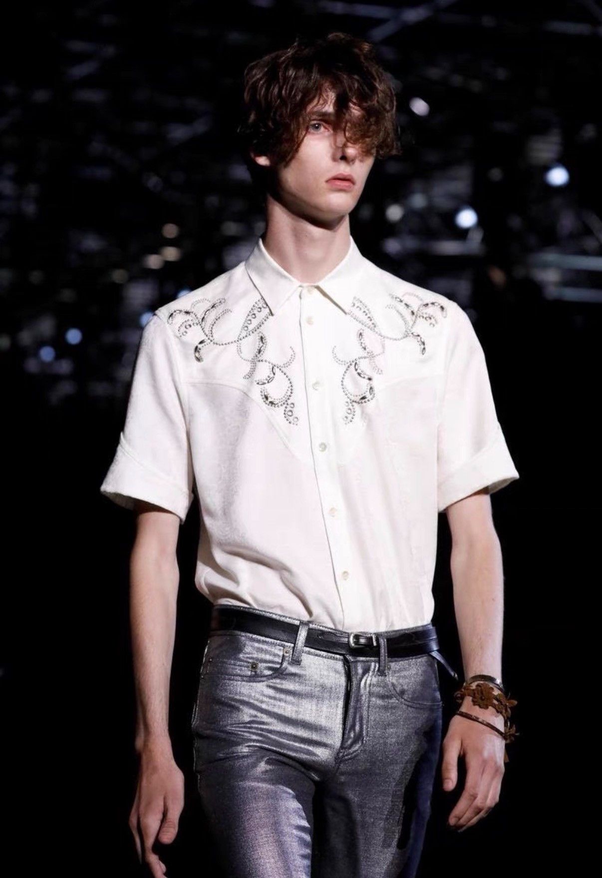 Saint Laurent Paris Saint Laurent White Embroidered Short-Sleeve Shirt Size US XXS / EU 40 - 7 Thumbnail