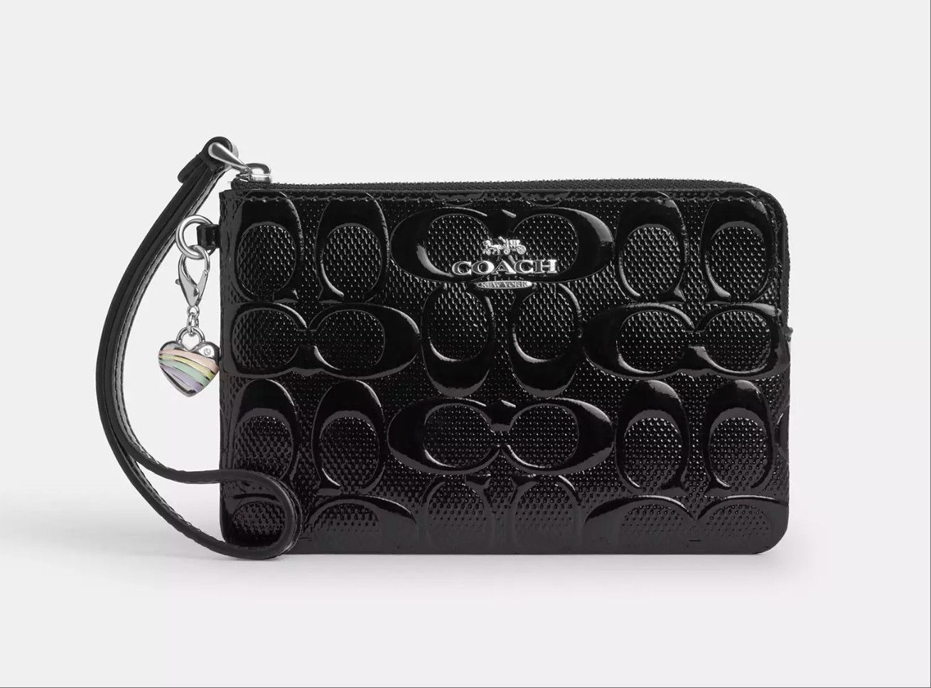 Coach Corner Zip Wristlet In Signature Leather Heart Charm CDY96 Size ONE SIZE - 6 Thumbnail