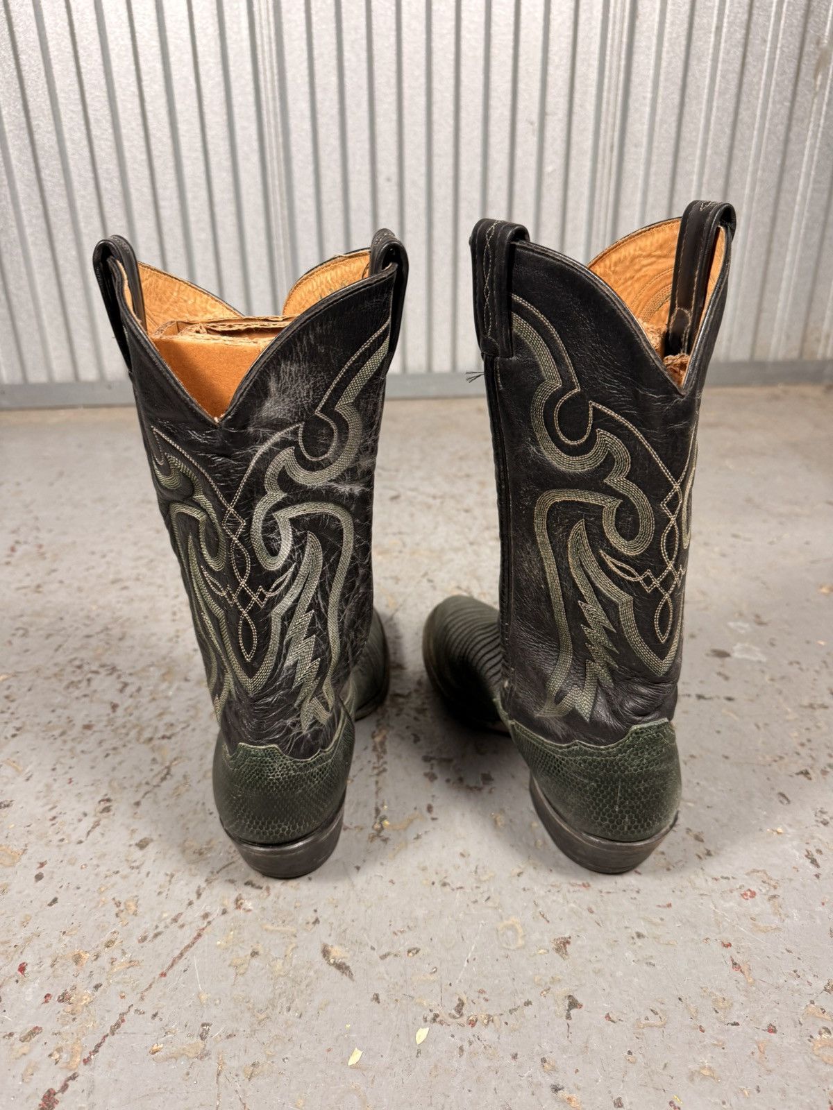Tony Lama 90s Vintage Tony Lama Green Teju Lizard Skin Cowboy Boots Size US 10 / EU 43 - 4 Thumbnail