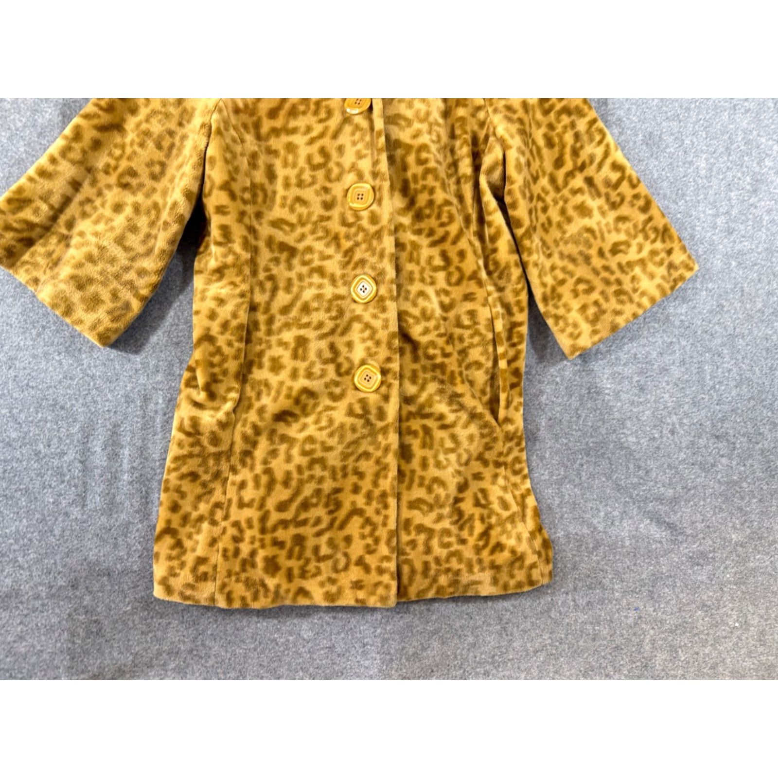 Vintage Ivy Jane Jacket Coat Womens L Yellow Brown Leopard Print Faux Fur Lined USA Made Coat Ladies L Leopard Vintage? Size L / US 10 / IT 46 - 4 Thumbnail