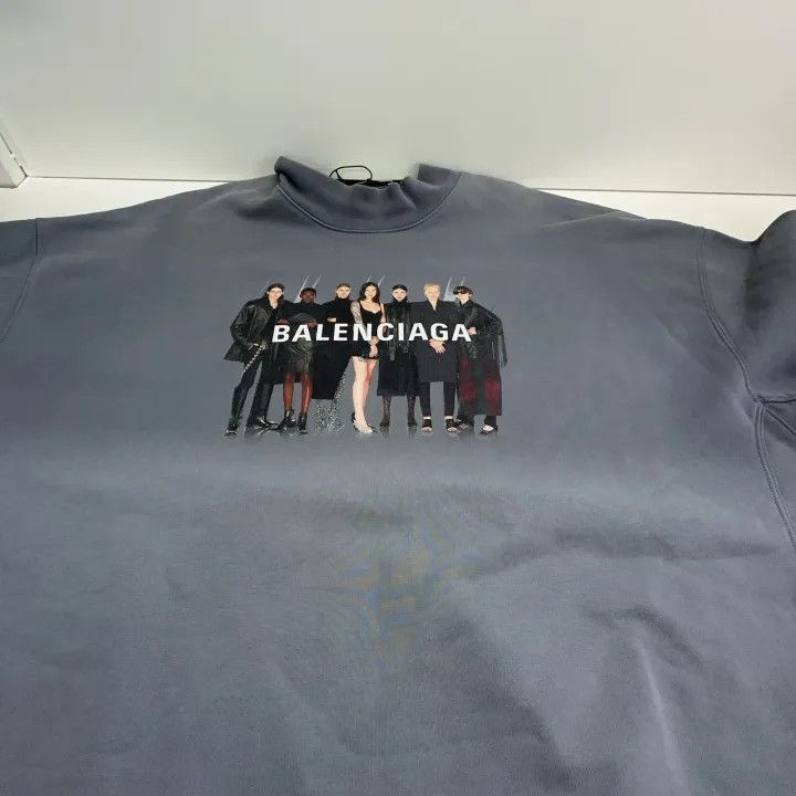 Balenciaga Balenciaga Balenciaga Blue Portrait Logo High Neck Sweatsh Size US XL / EU 56 / 4 - 4 Thumbnail