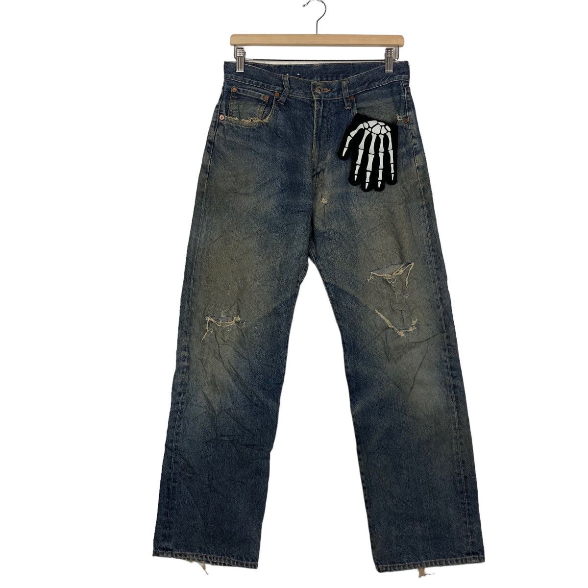 Japanese Brand 🔥90’s Rare Distressed Denim Jeans Warehouse Issey Miyake Size US 28 / EU 44 - 2 Thumbnail
