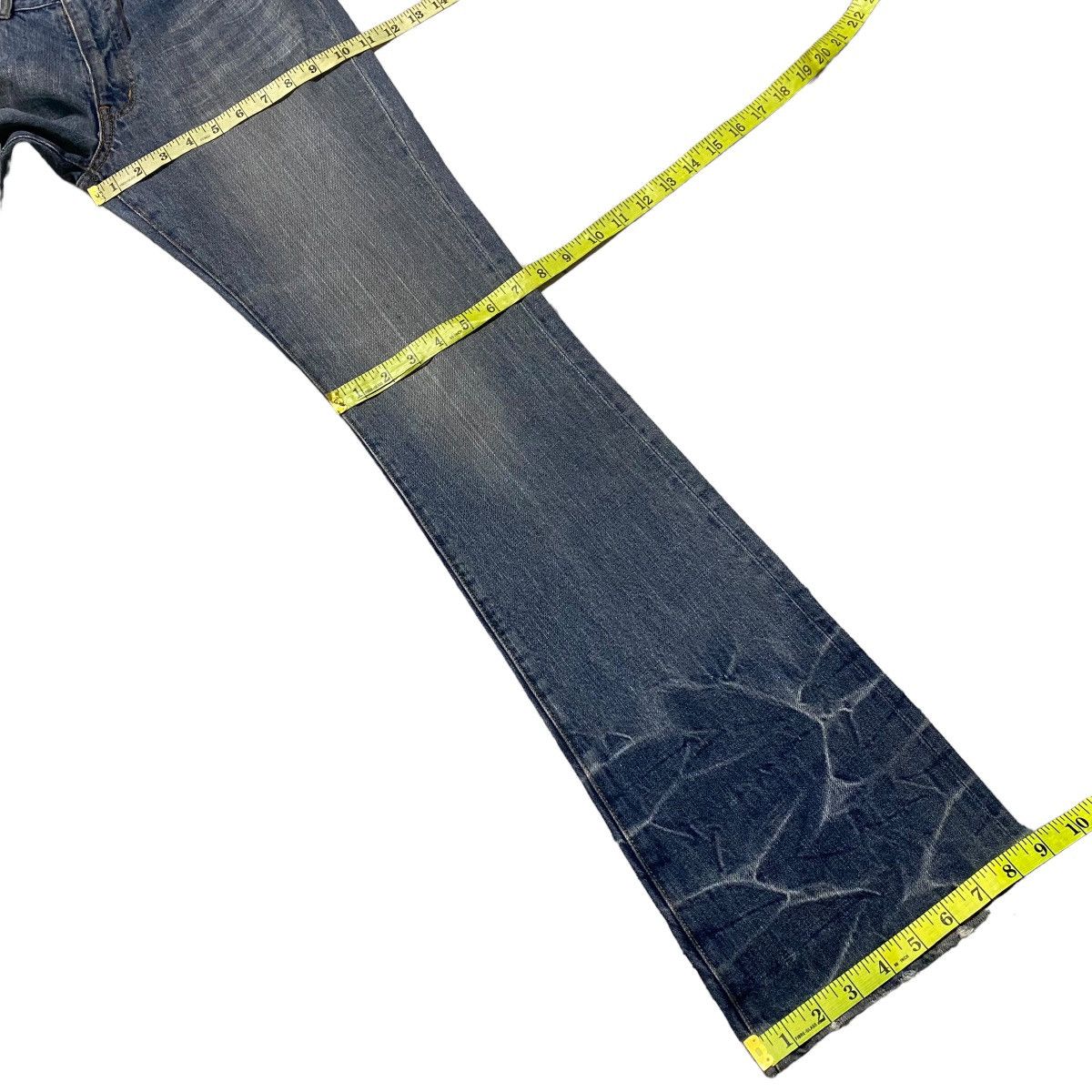 Japanese Brand SCHLUSSEL Low Rise Leather Lace Denim Flare Jeans Size US 30 / EU 46 - 21 Thumbnail