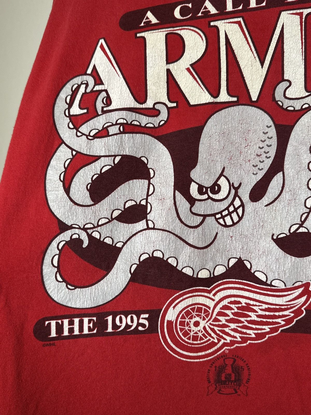 NHL × Starter × Vintage Vintage 1995 Detroit Red Wings Call To Arms Playoffs Tee Size US XL / EU 56 / 4 - 2 Thumbnail