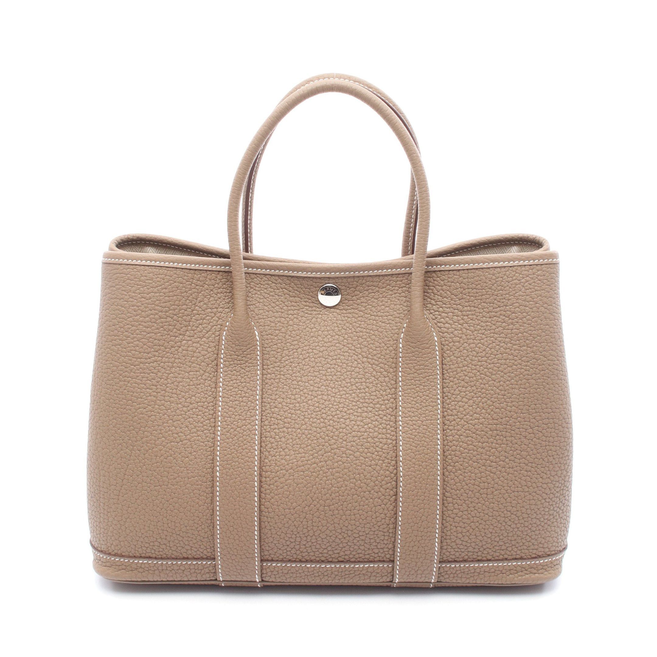 Hermes Garden Party Tpm Etoupe Handbag Tote Bag Negonda Leather Gray Brown Silver Hardware K Stamp, Women's
