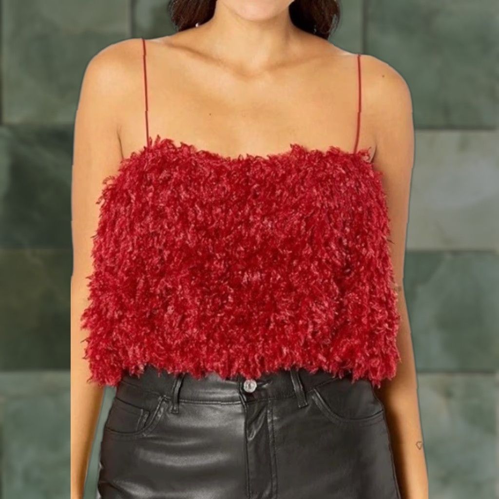 Show Me Your MuMu Show Me Your Mumu Cropped Blouse Sleeveless XS Red Halter Spaghetti Strap Boho / Bohemian Party Shirt Womens Size XS / US 0-2 / IT 36-38 - 1 Thumbnail
