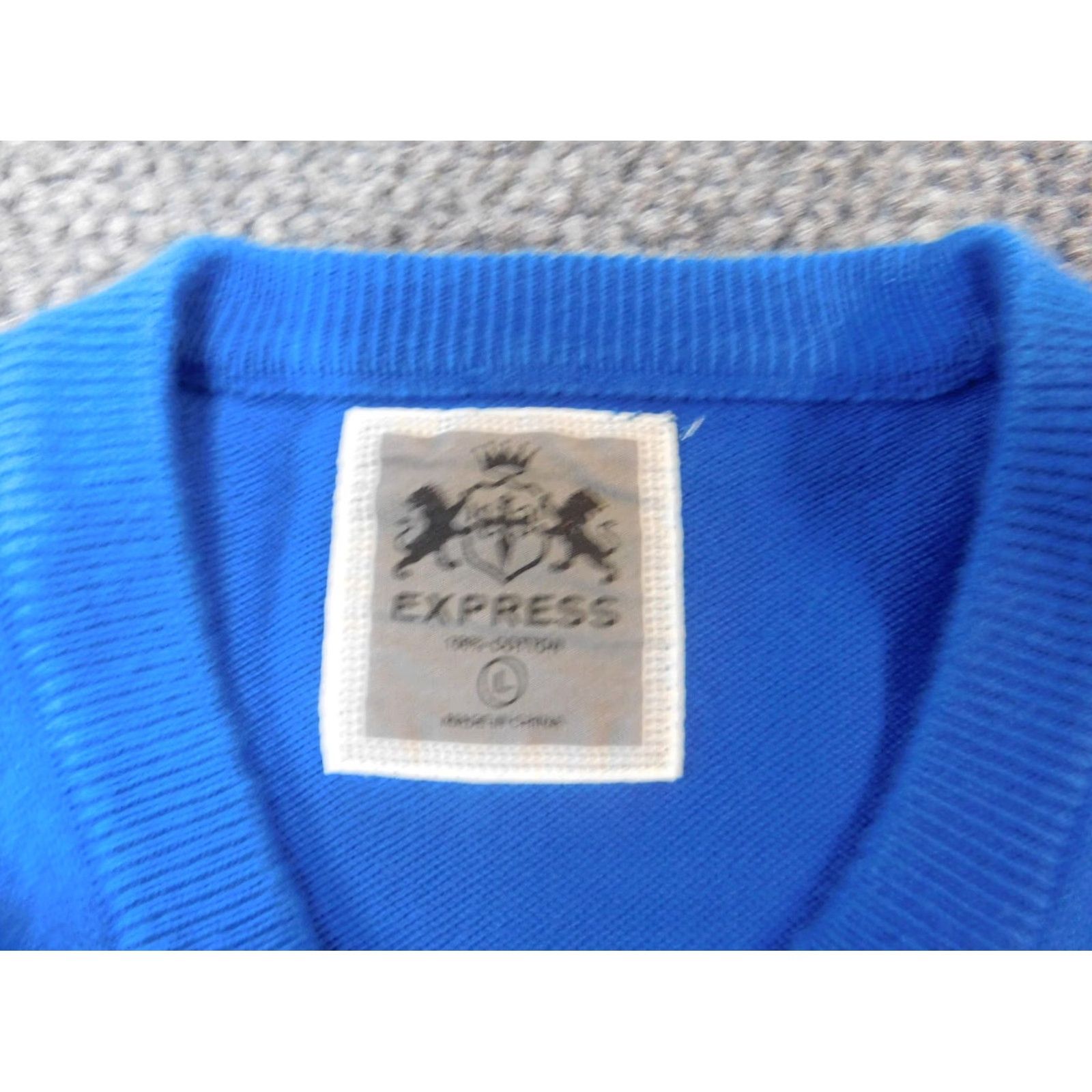 Express Express Mens Sweater Large Blue Logo Pullover V-Neck Stretch Cotton Classic Size US L / EU 52-54 / 3 - 6 Thumbnail