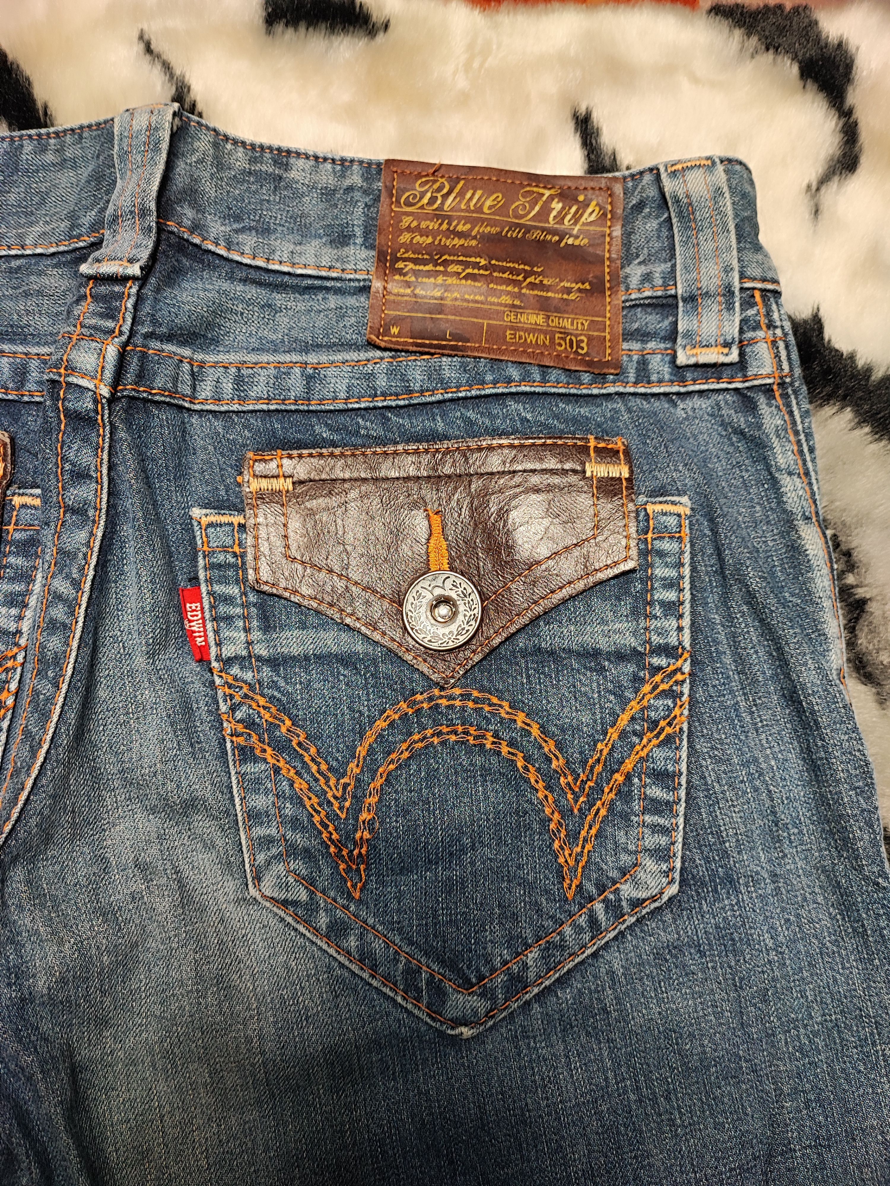 Edwin × If Six Was Nine × Japanese Brand VTG EDWIN 503 BLUE TRIP JEANS VERY RARE Size 31" - 12 Thumbnail