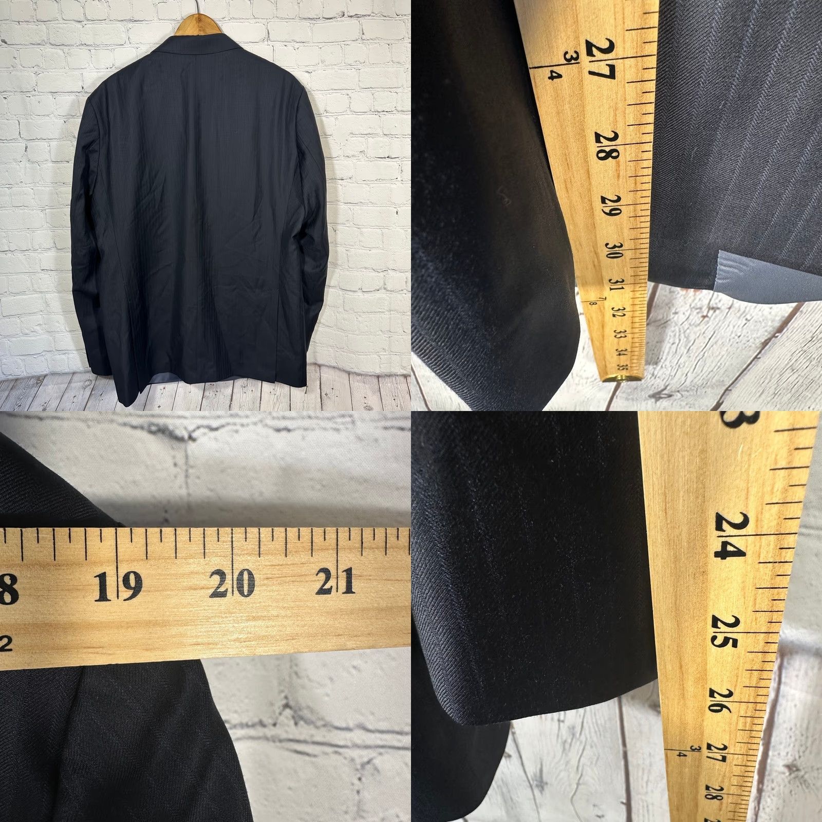 Scotch & Soda Scotch & Soda Amsterdam Mens 48R Wool Suit Modern Fit Pinstripe Black 2pc Size 48R - 8 Thumbnail