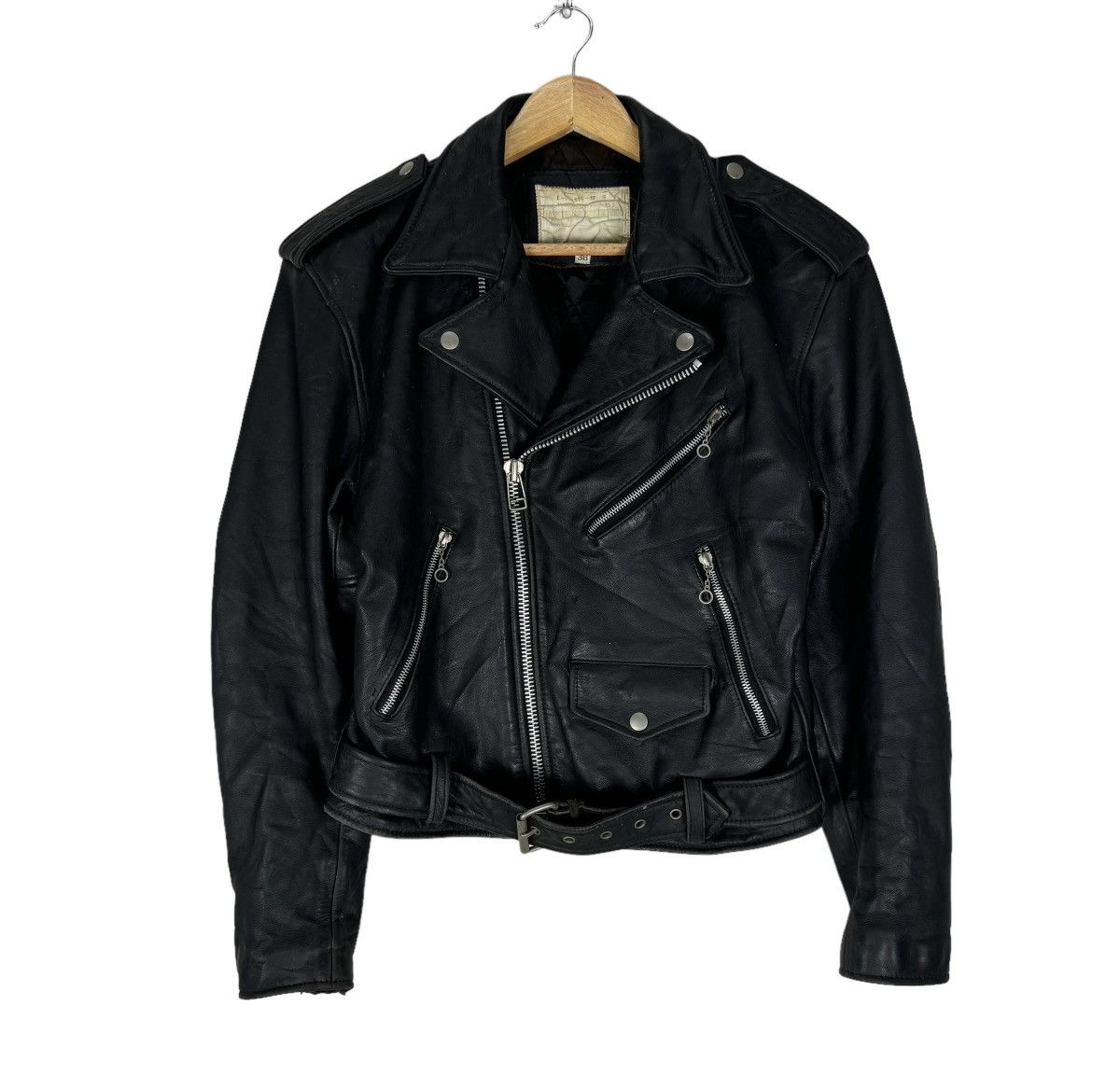 Japanese Brand ☀️HOUSTON DOUBLE COLLAR BIKERS LEATHER JACKET Size US M / EU 48-50 / 2 - 1 Thumbnail