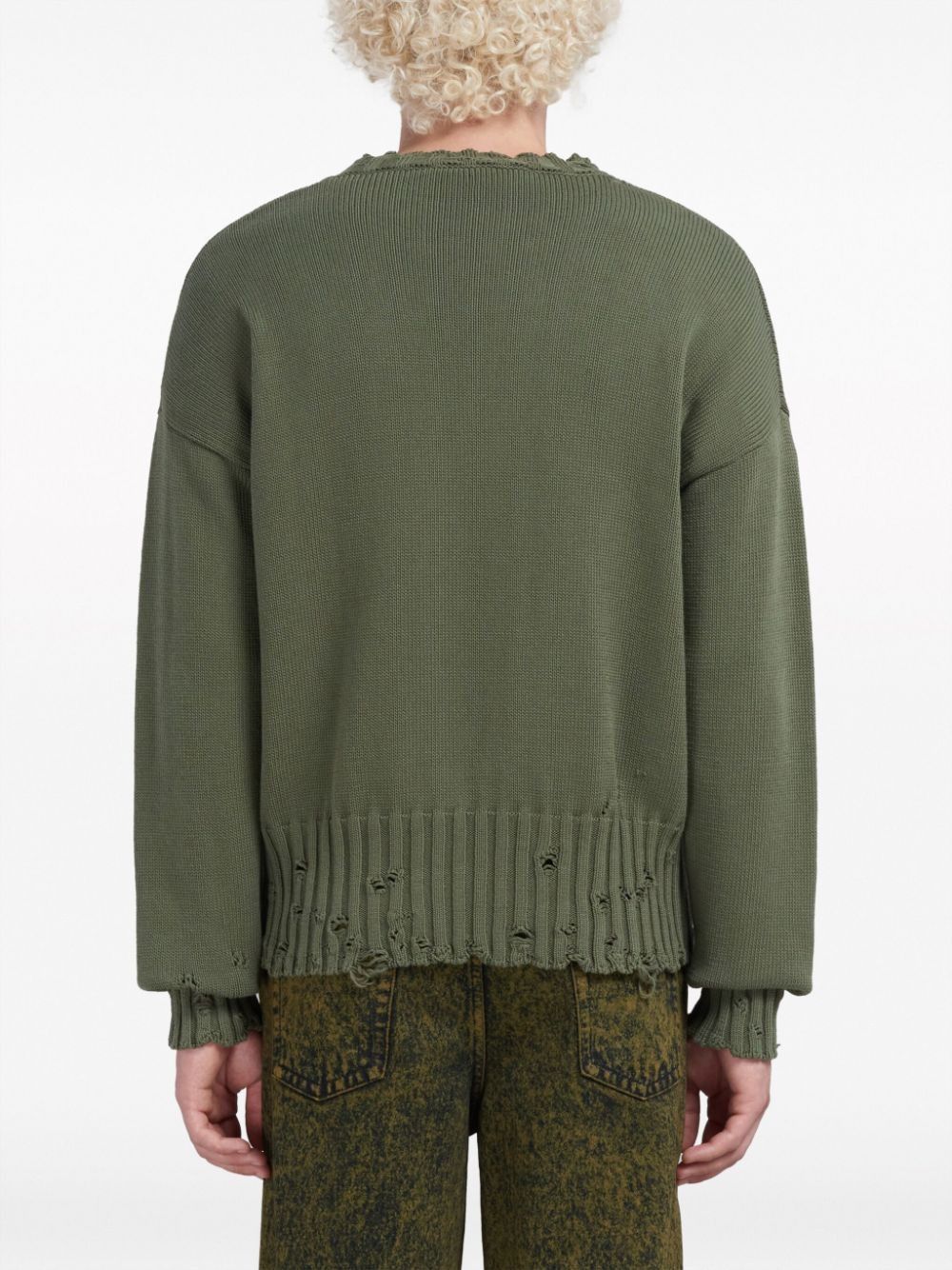 Marni o1w1db10125 Distressed-Finish Knit Jumper in Green Size US XL / EU 56 / 4 - 2 Thumbnail