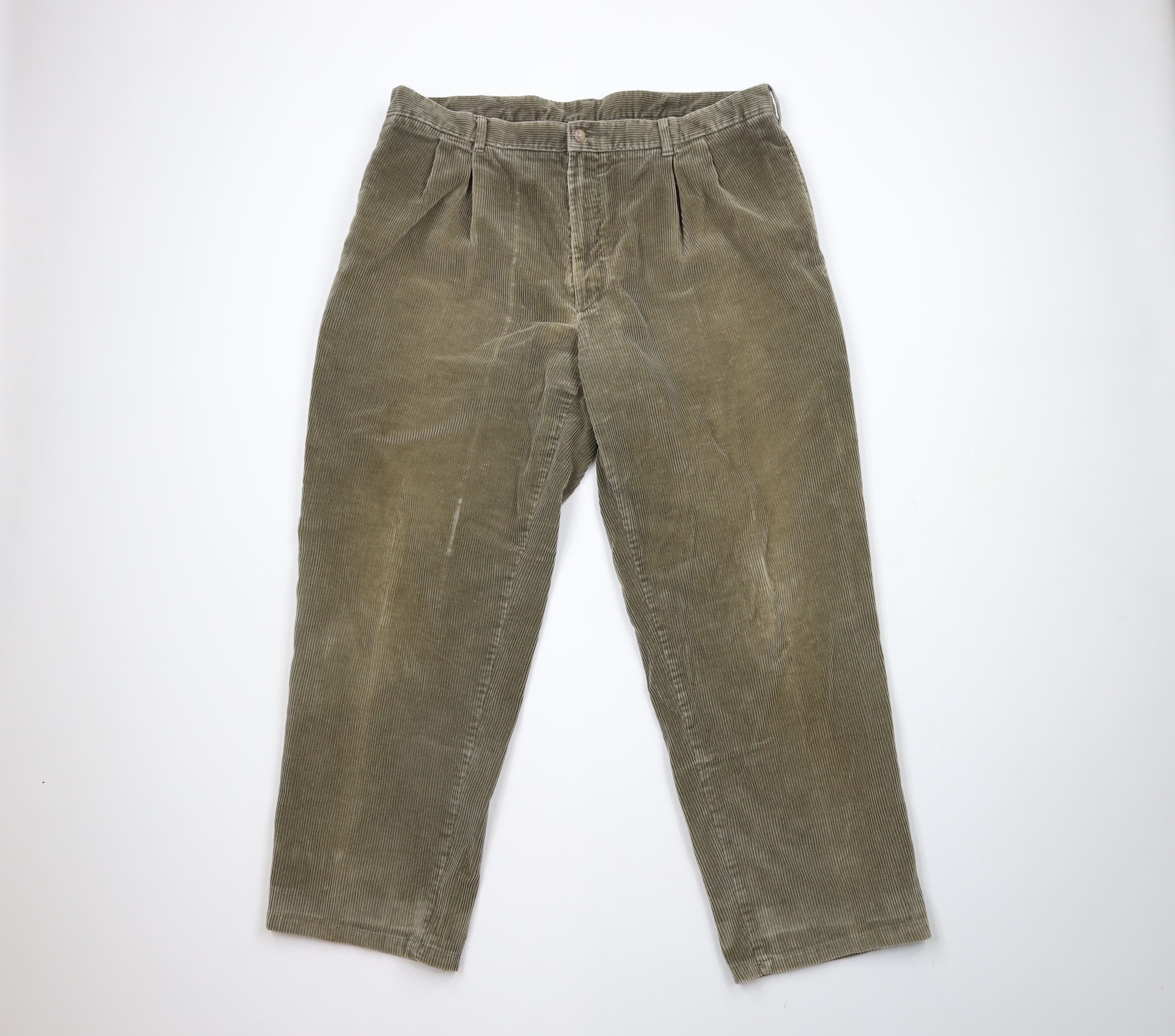 Vintage Vintage 90s Streetwear Wide Leg Corduroy Chino Pants Green Size US 40 / EU 56 - 1 Thumbnail