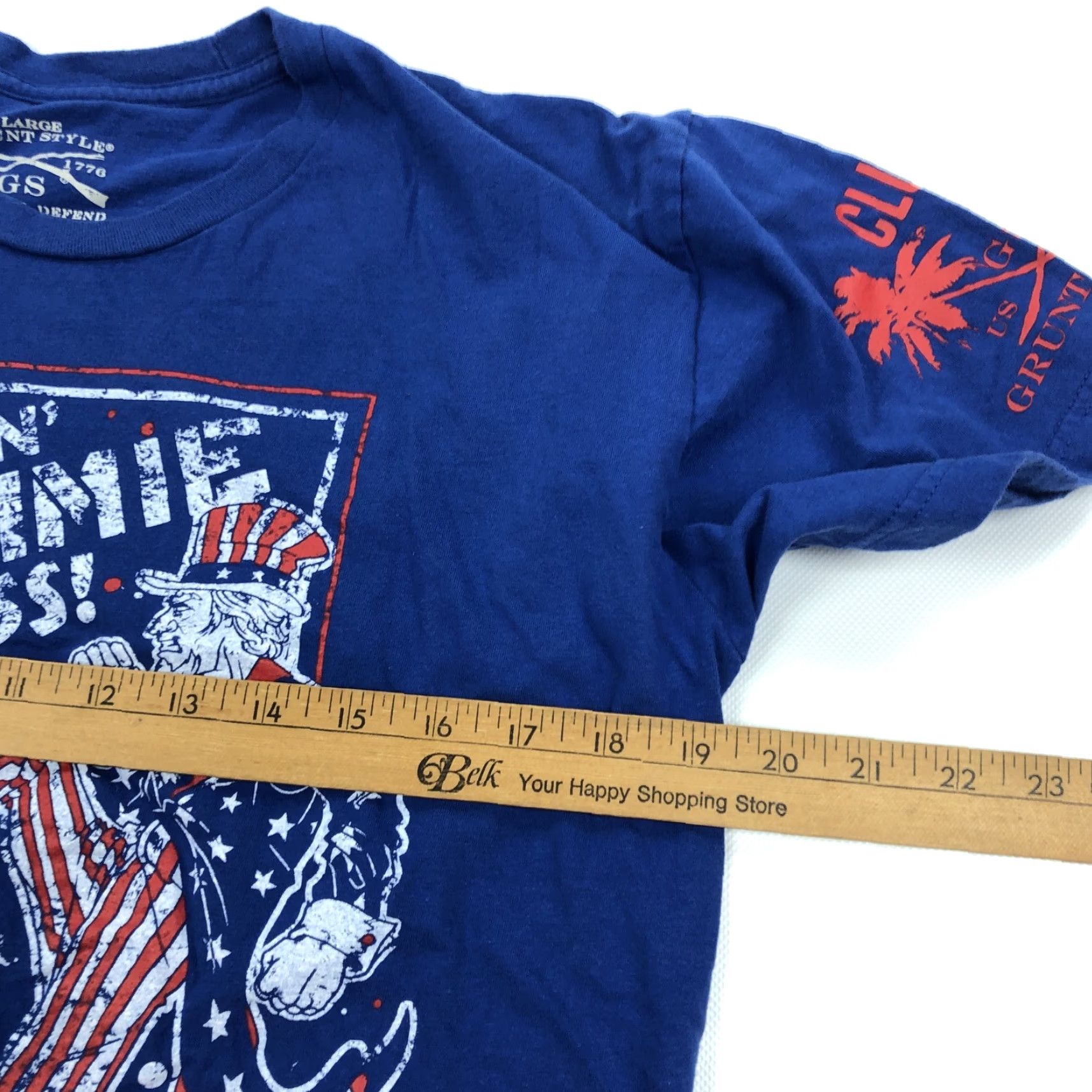 Vintage Grunt Style T-Shirt Loose? No — Grunt Style Men's L Kickin' Commie Ass Uncle Sam Graphic Tee Blue Cotton USA Patriotic Shirt Mens Size US L / EU 52-54 / 3 - 6 Thumbnail