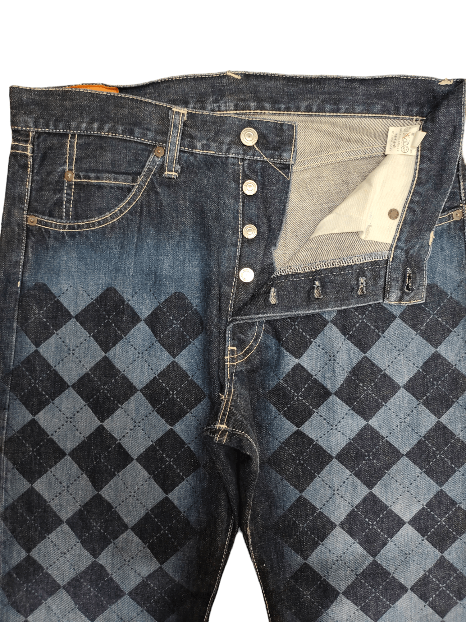 Hysteric Glamour × Undercover Vintage Y2k Byemrt Japan Checkered Plaid Printed Denim Jeans Size US 33 - 9 Thumbnail